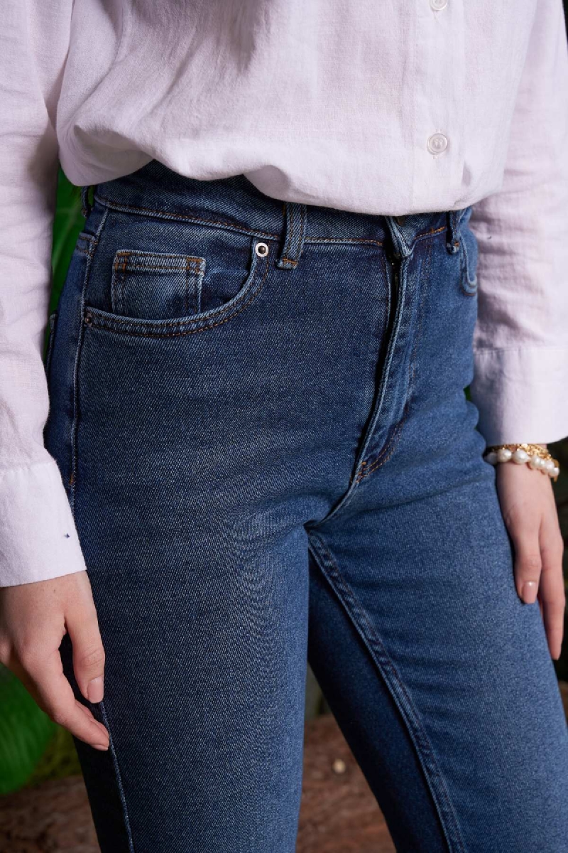 Blue Mom Jeans High Waist Cropped Straight Leg - Brand: XLove - Women & Kids, Baby Clothes Wholesale - TheBS Women Blue Mom Jeans High Waist Cropped Straight Leg - Brand: XLove - Women & Kids, Baby Clothes Wholesale - TheBS Women