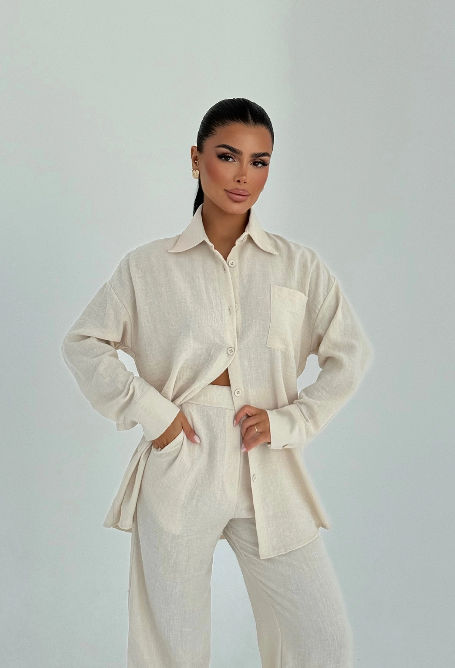 Beige Elegant Formal Suit - Brand: EYYO ATELIER - Women & Kids, Baby Clothes Wholesale - TheBS Women