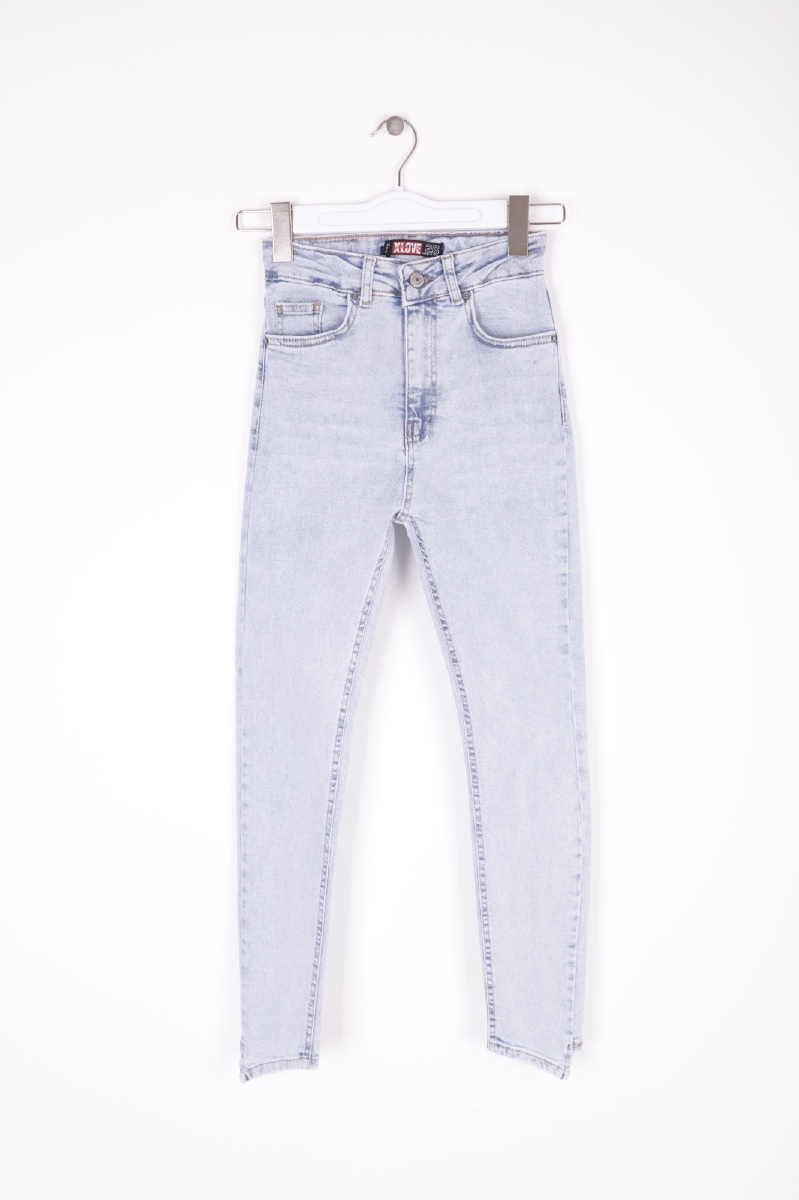 Asymmetrical Leg Coated High Waist Skinny Jean – Light – Brand: XLove – Women & Kids, Baby Clothes Wholesale – TheBS Women