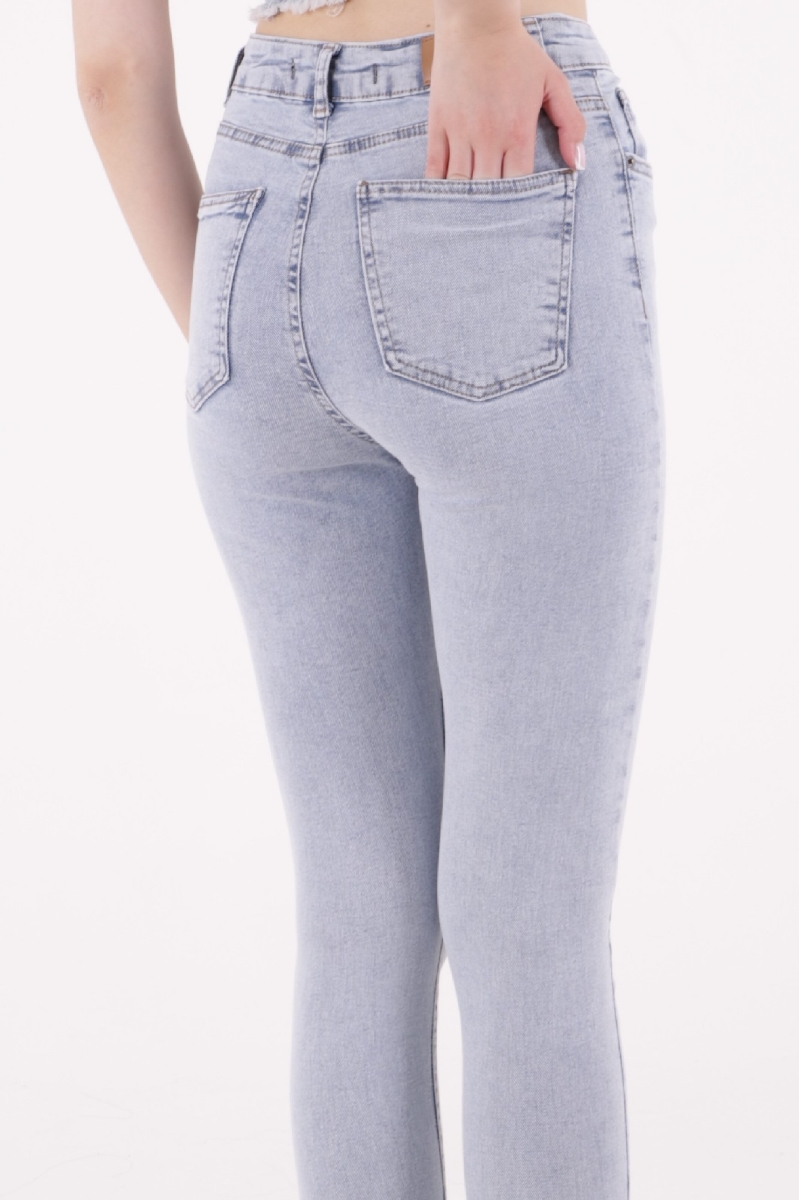 Asymmetrical Leg Coated High Waist Skinny Jean – Light – Brand: XLove – Women & Kids, Baby Clothes Wholesale – TheBS Women