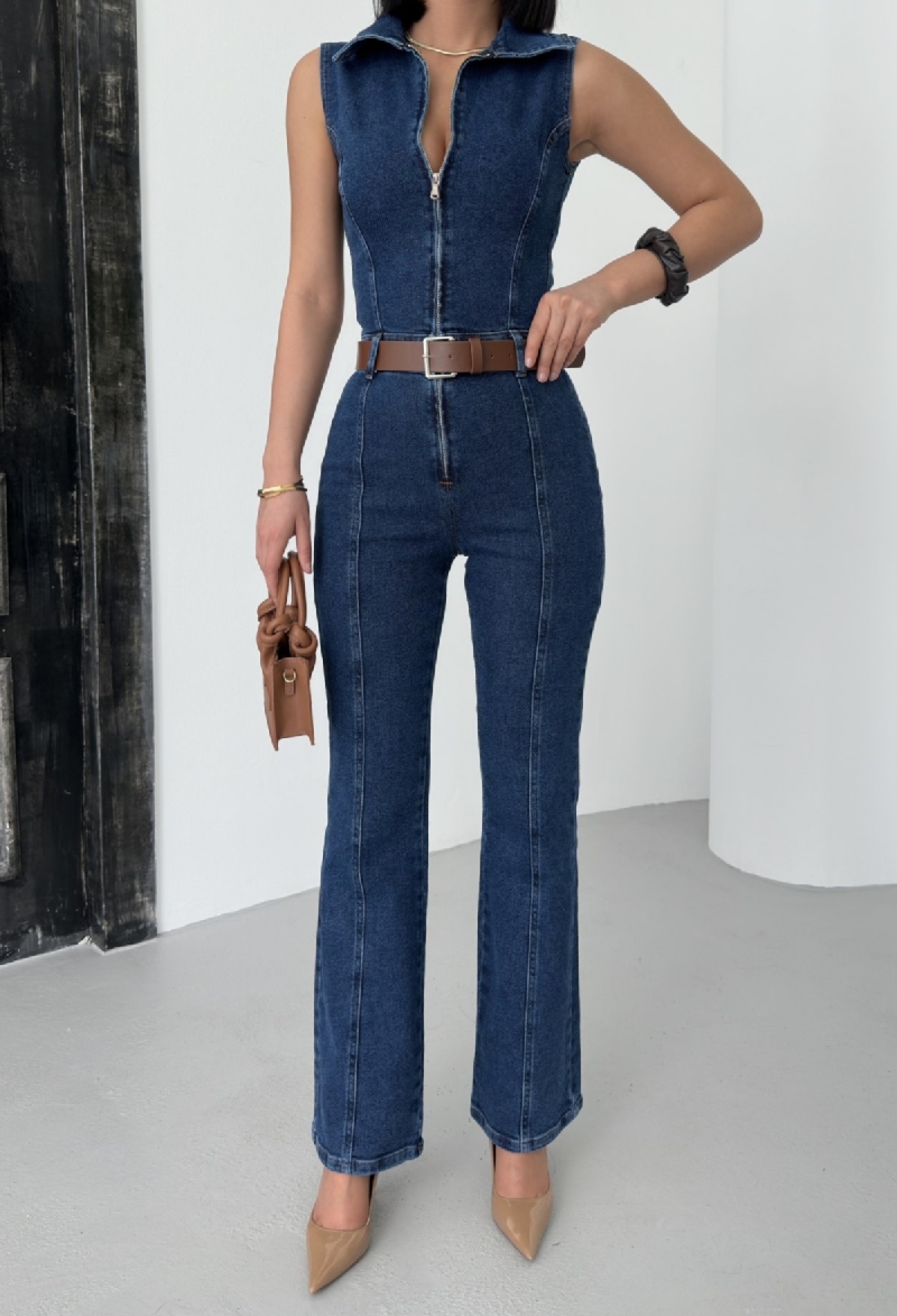 Coupled Sleeveless Zipper Denim Jumpsuit - Brand: XLove - Women & Kids, Baby Clothes Wholesale - TheBS Women