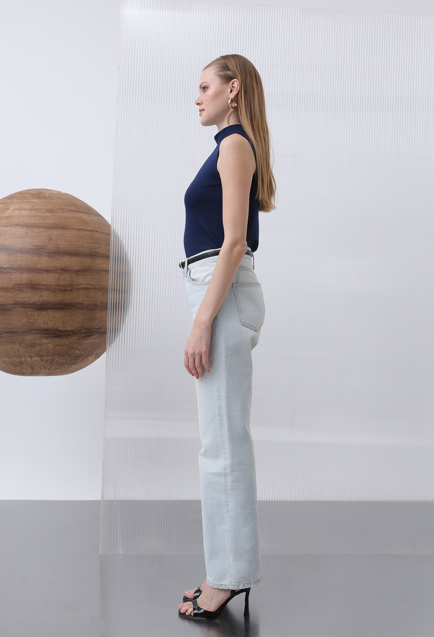 NavyBlouse With High Neck And Cap Sleeves - Brand: Puane - Women & Kids, Baby Clothes Wholesale - TheBS Women