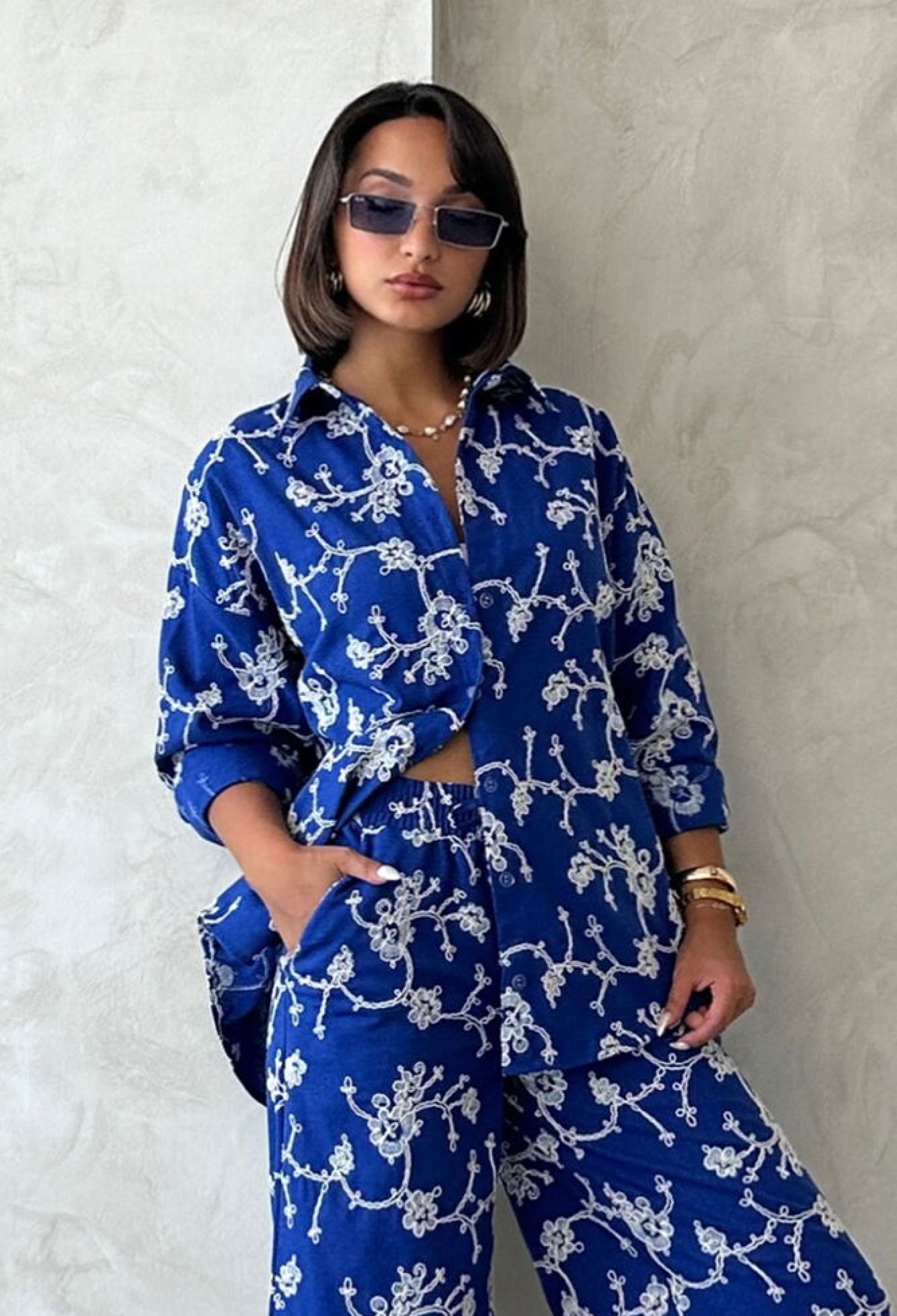 Blue Floral Casual Elegant Shirt - Brand: Topshow - Women & Kids, Baby Clothes Wholesale - TheBS Women