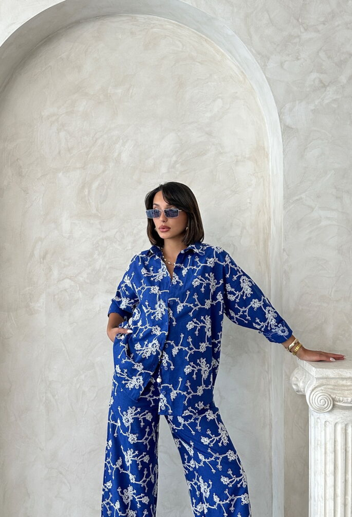 Blue Floral Casual Elegant Shirt - Brand: Topshow - Women & Kids, Baby Clothes Wholesale - TheBS Women