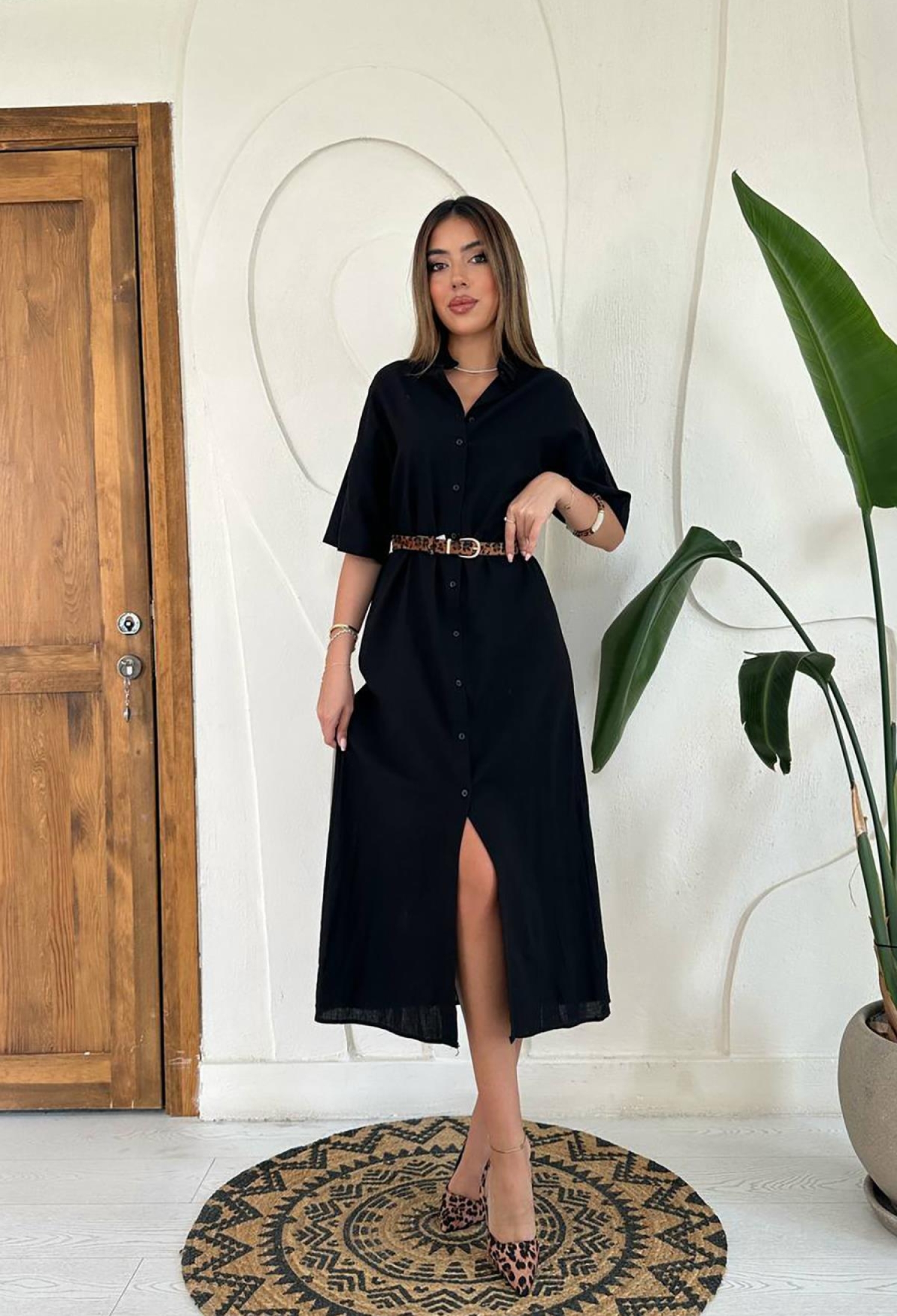 Linen Short Sleeve Dress - Brand: Elisa - Women & Kids, Baby Clothes Wholesale - TheBS Women