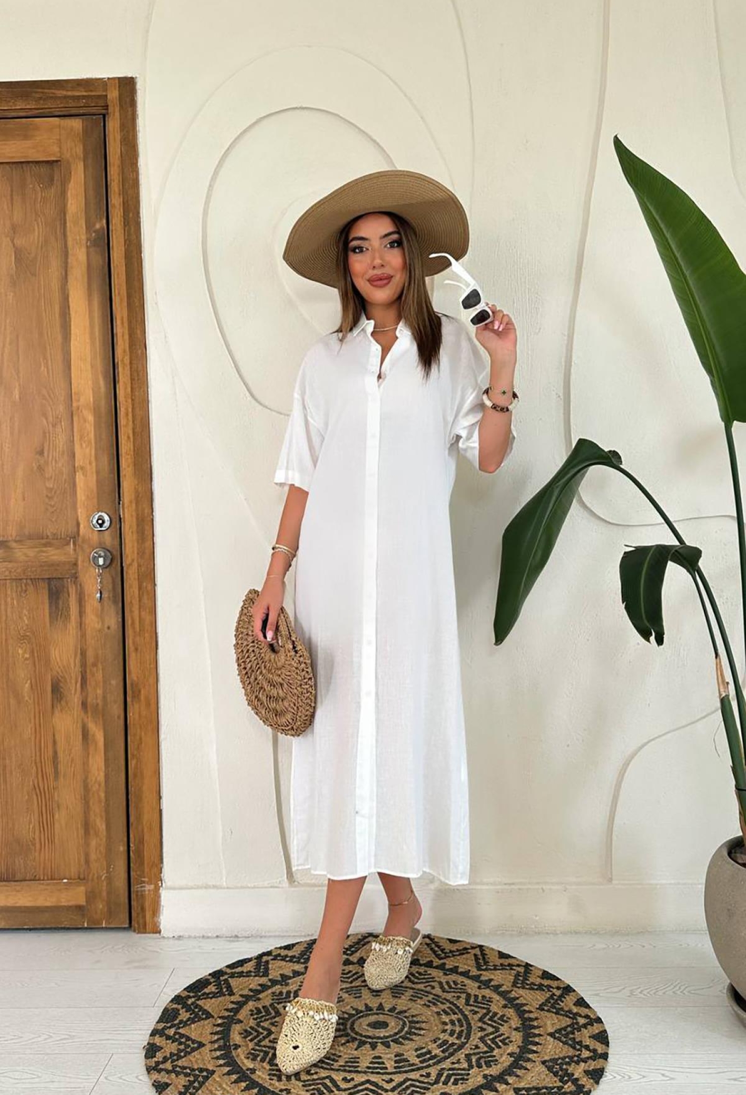 Linen Short Sleeve Dress - Brand: Elisa - Women & Kids, Baby Clothes Wholesale - TheBS Women