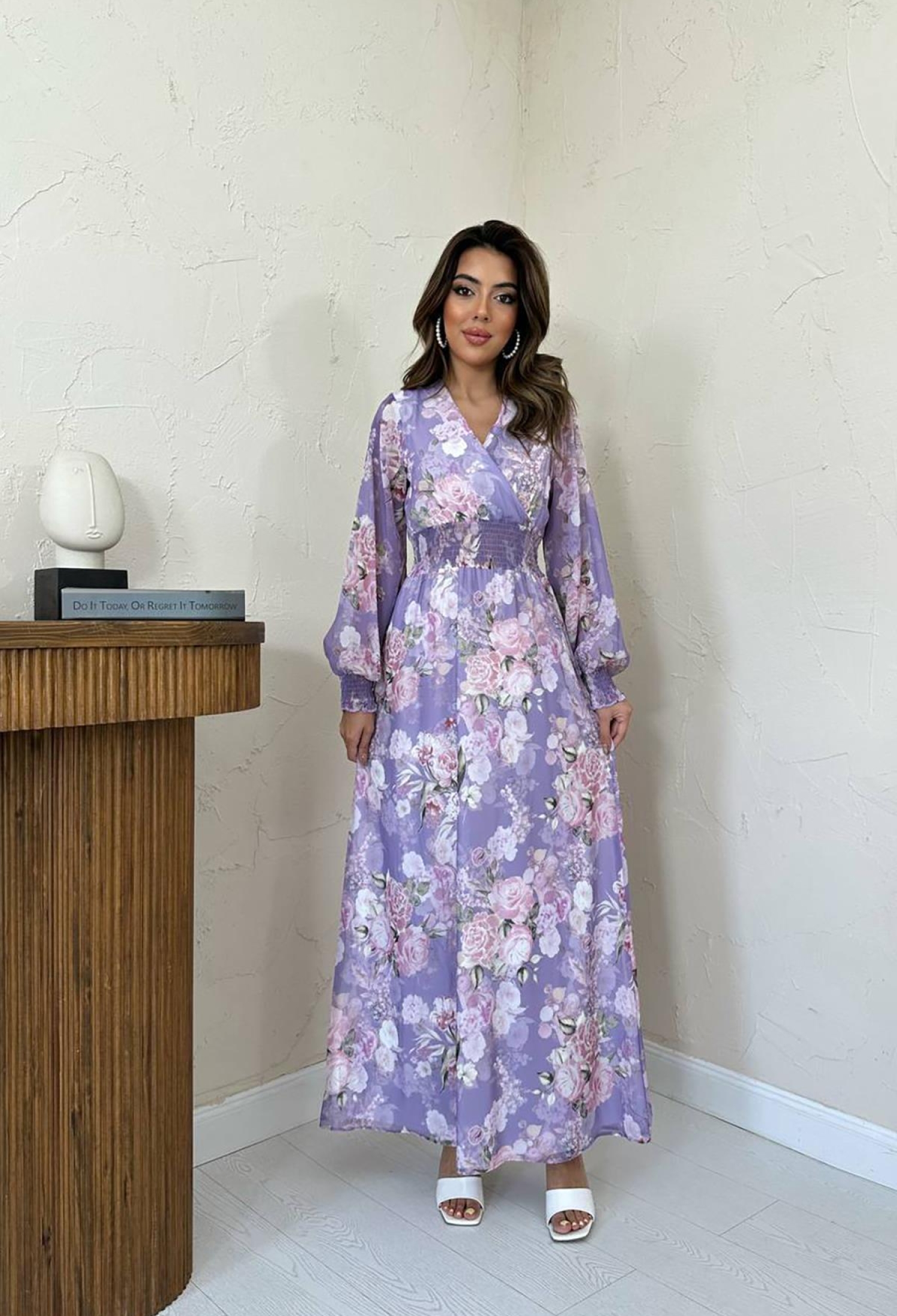 Gimped Chiffon Dress - Lilac - Brand: Elisa - Women & Kids, Baby Clothes Wholesale - TheBS Women