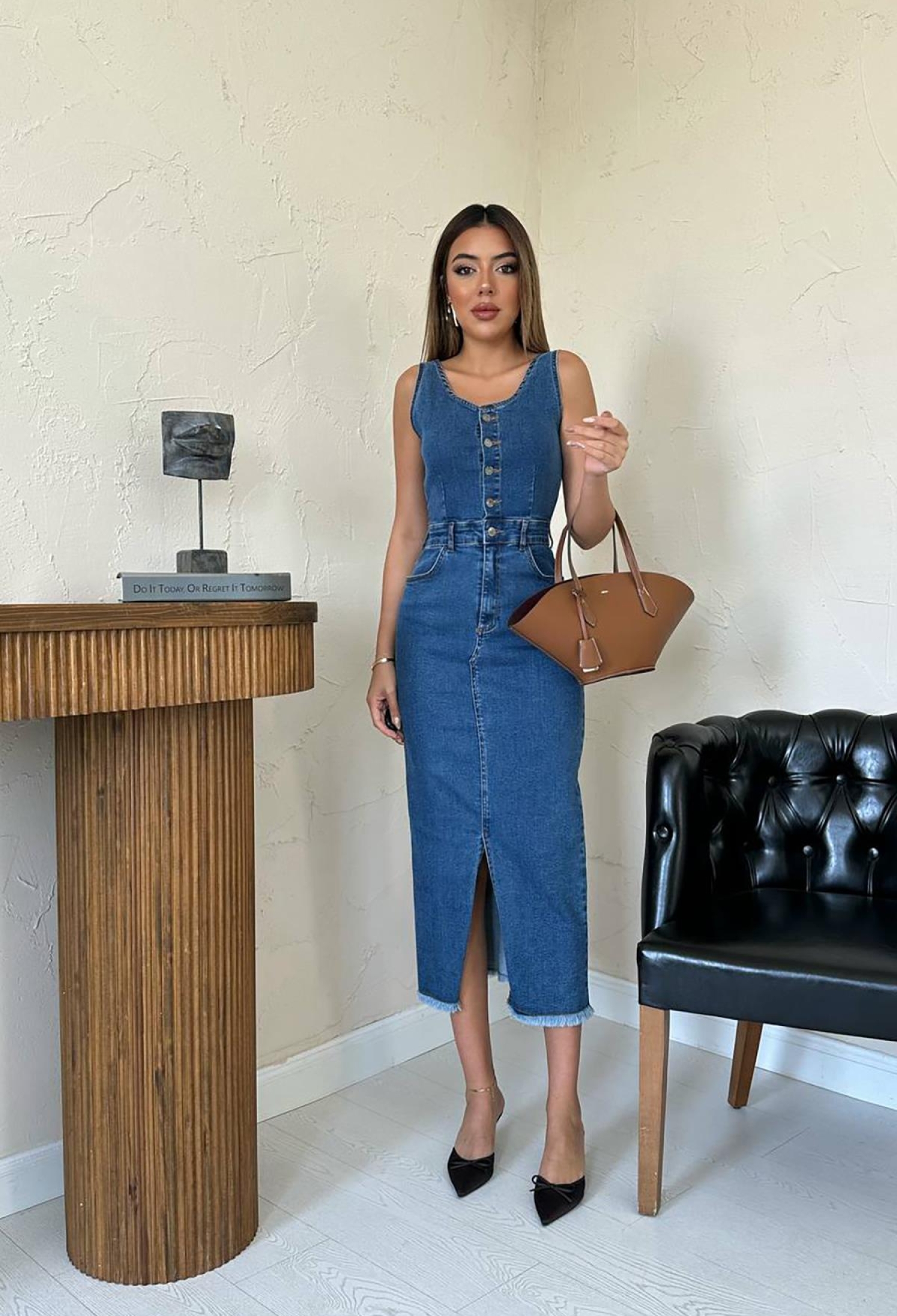 Lycra Denim Gilet Dress - Blue - Brand: Elisa - Women & Kids, Baby Clothes Wholesale - TheBS Women