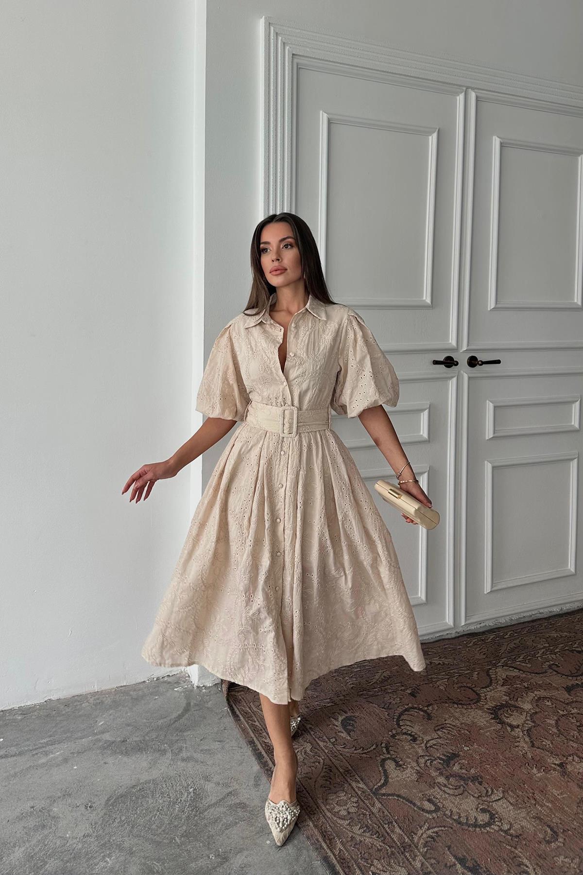 Balloon Sleeve Pleated Dress - Brand: Elisa - Women & Kids, Baby Clothes Wholesale - TheBS Women