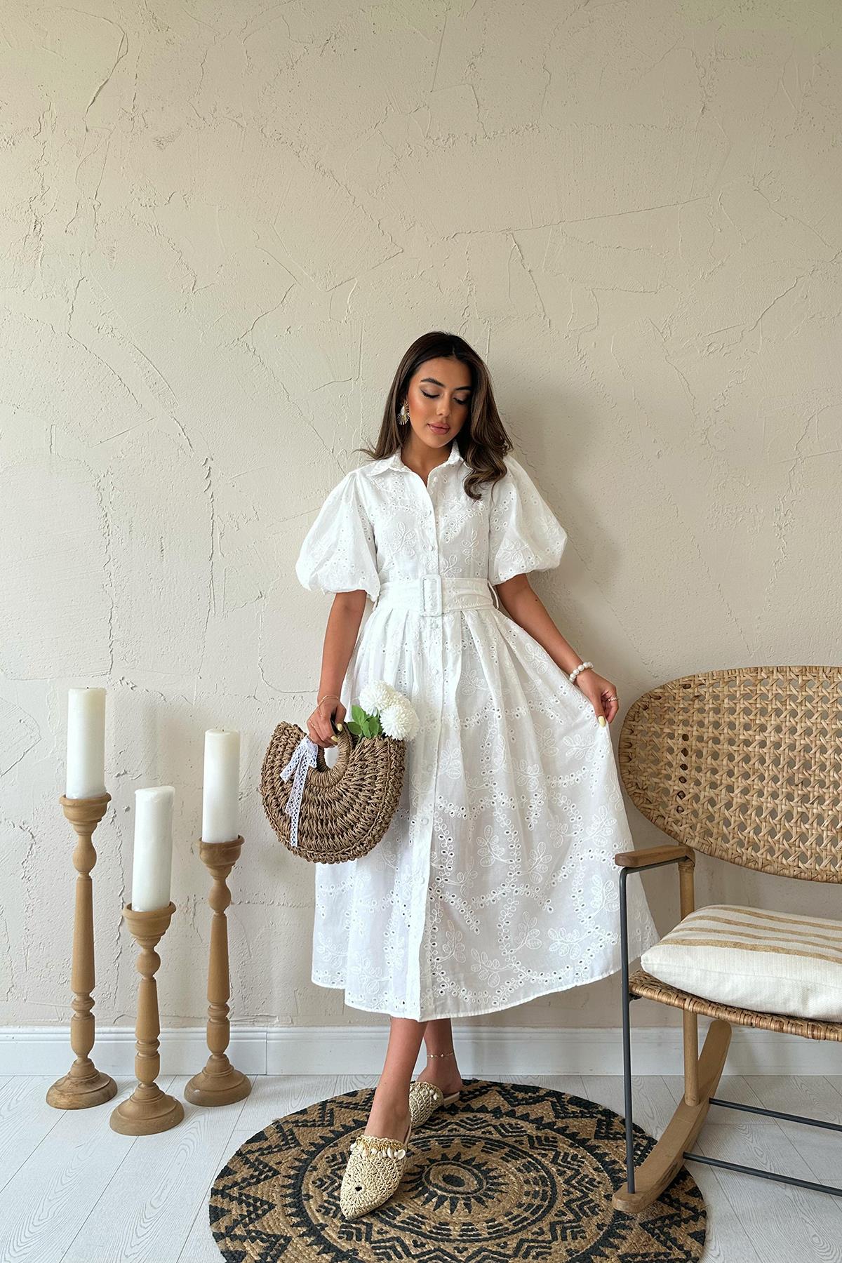 Balloon Sleeve Pleated Dress - Brand: Elisa - Women & Kids, Baby Clothes Wholesale - TheBS Women