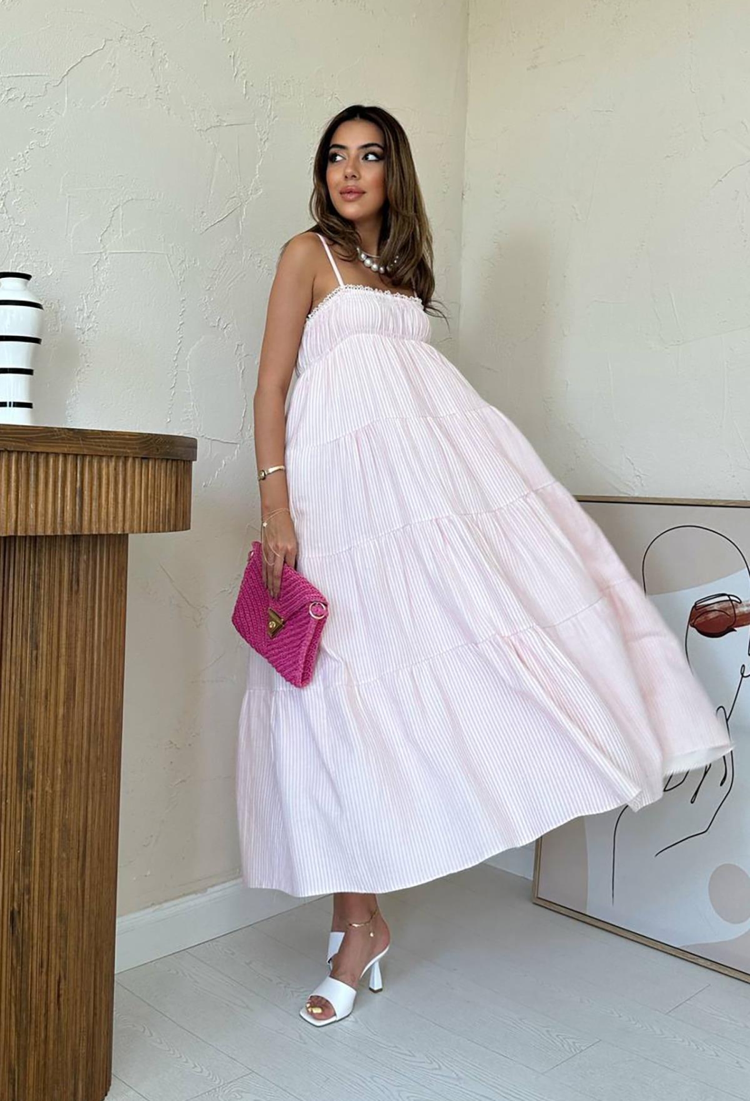 Strappy Striped Muslin Dress - Brand: Elisa - Women & Kids, Baby Clothes Wholesale - TheBS Women