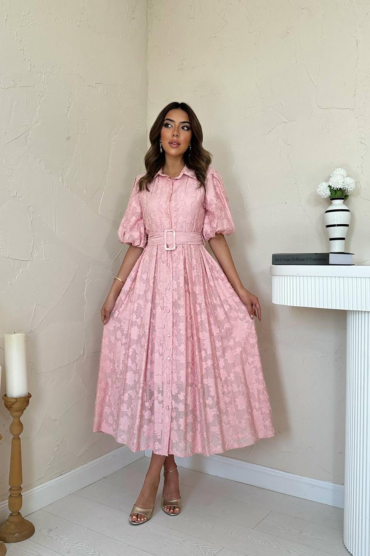 Belted Balloon Sleeve Dress – Brand: Elisa – Women & Kids, Baby Clothes Wholesale – TheBS Women