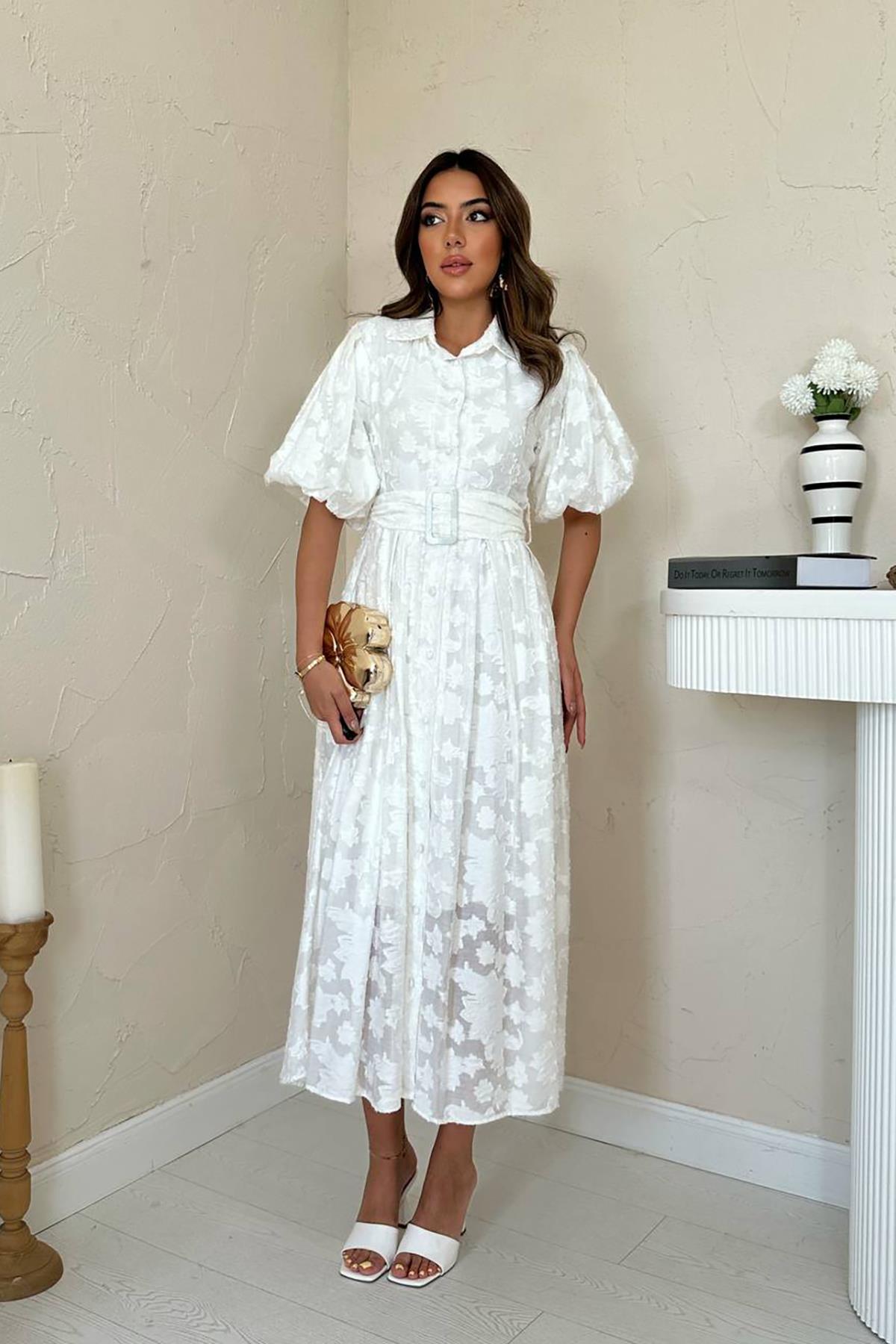 Belted Balloon Sleeve Dress - Brand: Elisa - Women & Kids, Baby Clothes Wholesale - TheBS Women