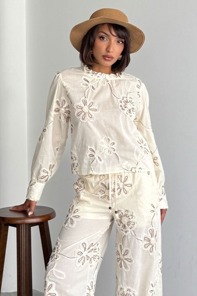Beige Ethnic Floral Blouse - Brand: Topshow - Women & Kids, Baby Clothes Wholesale - TheBS Women