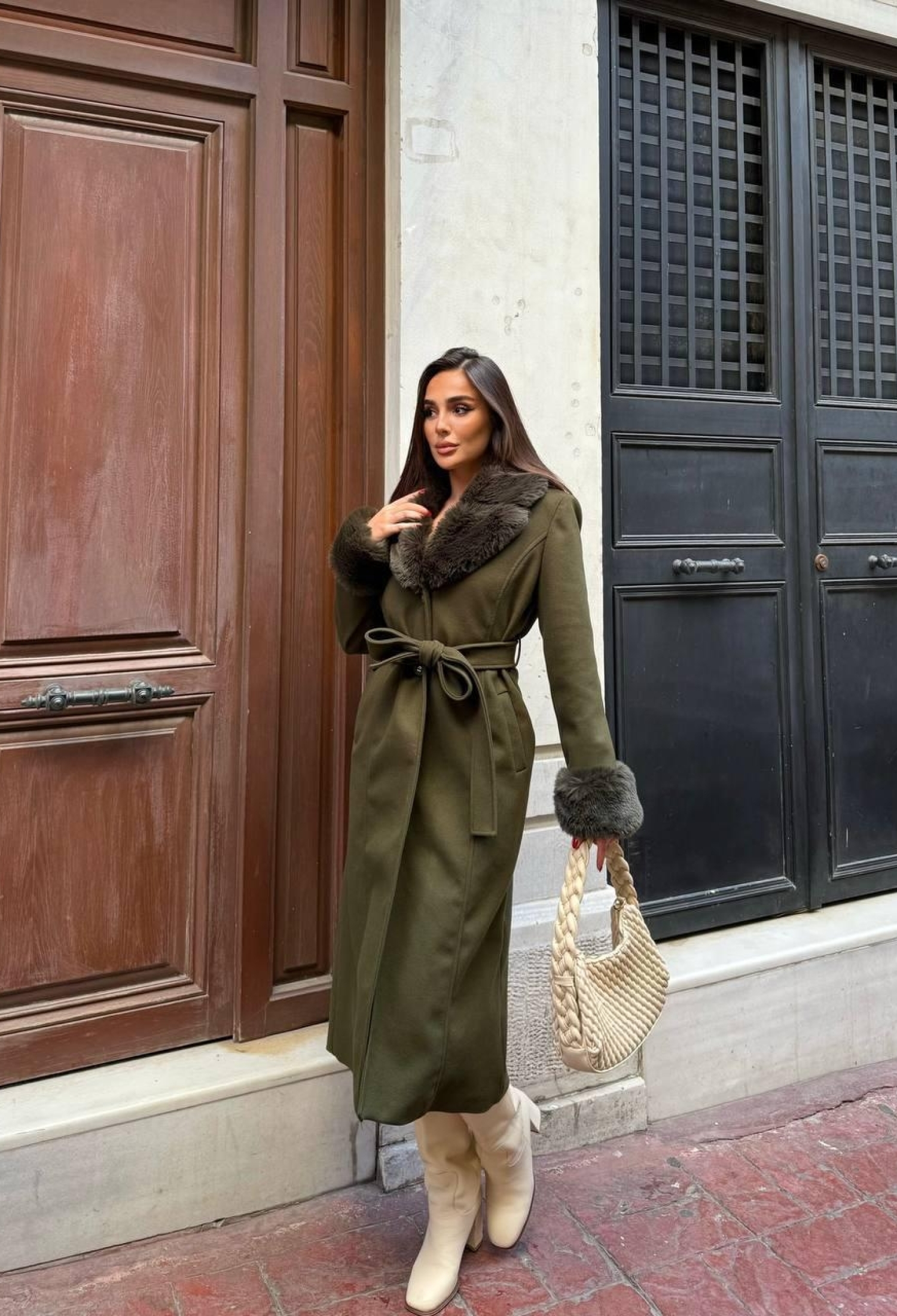 Green Elegant Single-Breasted Coat With Notched Collar - Brand: My Jest Fashion - Women & Kids, Baby Clothes Wholesale - TheBS Women