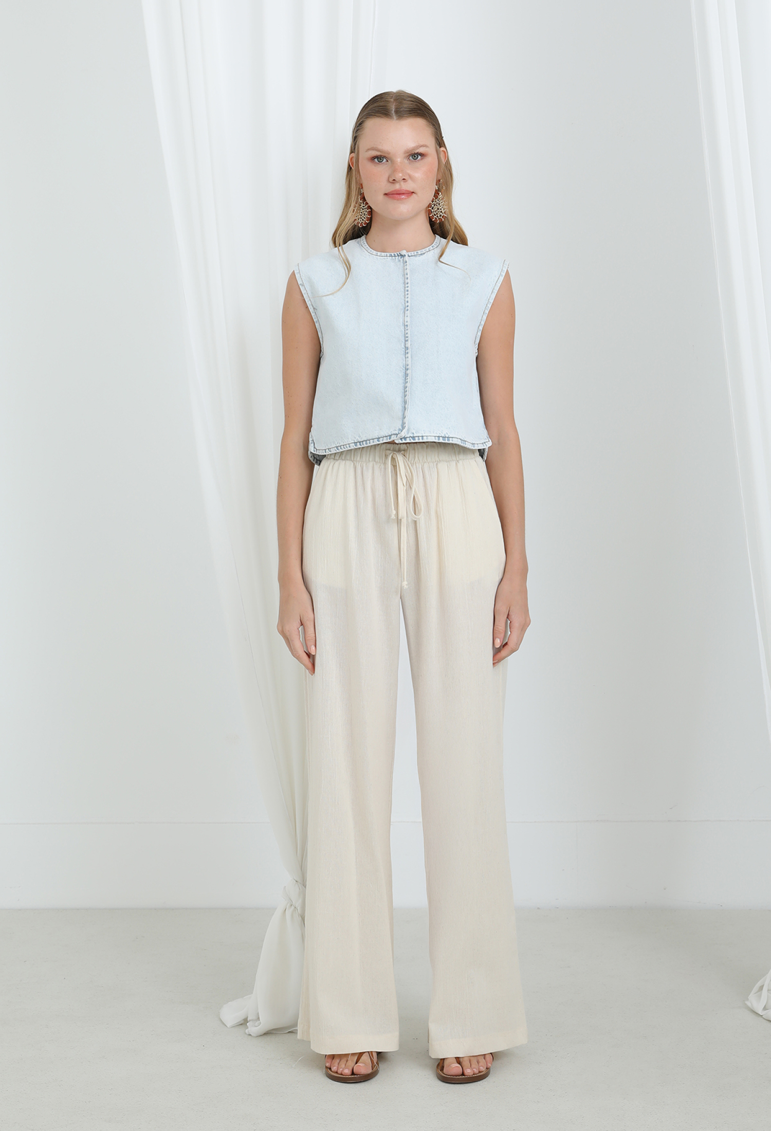 Palazzo Pants With Wide Leg And Drawstring - Brand: SOUL - Women & Kids, Baby Clothes Wholesale - TheBS Women