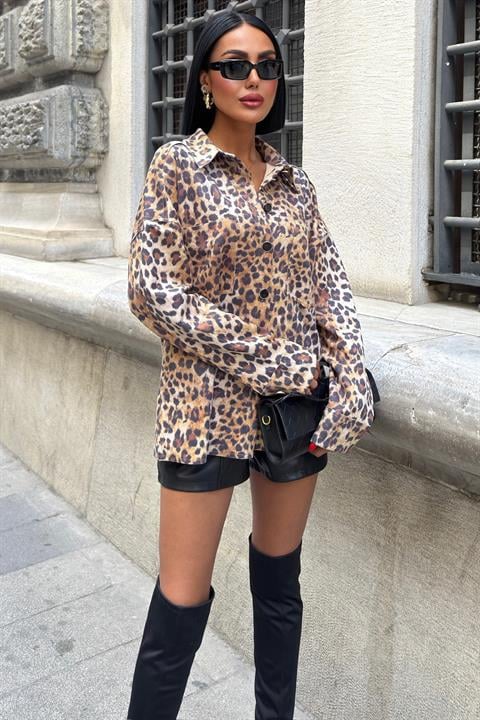 Leopard Detailed Suede Shirt - Brand: Sobe Istanbul - Women & Kids, Baby Clothes Wholesale - TheBS Women