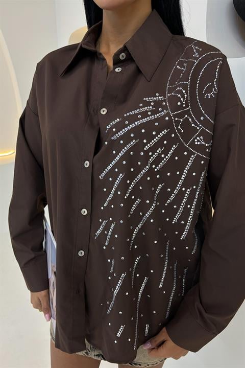 Moon Figured Stone Embroidered Poplin Shirt - Brand: Sobe Istanbul - Women & Kids, Baby Clothes Wholesale - TheBS Women Moon Figured Stone Embroidered Poplin Shirt - Brand: Sobe Istanbul - Women & Kids, Baby Clothes Wholesale - TheBS Women