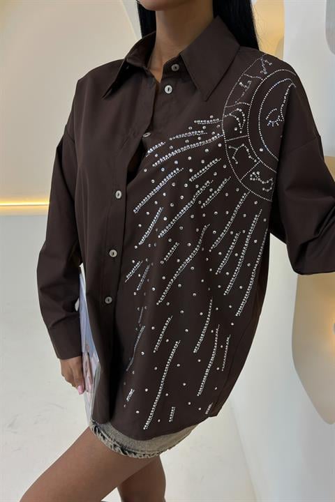 Moon Figured Stone Embroidered Poplin Shirt - Brand: Sobe Istanbul - Women & Kids, Baby Clothes Wholesale - TheBS Women Moon Figured Stone Embroidered Poplin Shirt - Brand: Sobe Istanbul - Women & Kids, Baby Clothes Wholesale - TheBS Women