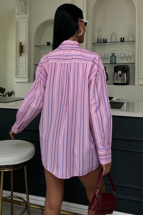 Striped Pink Poplin Shirt - Brand: Sobe Istanbul - Women & Kids, Baby Clothes Wholesale - TheBS Women Striped Pink Poplin Shirt - Brand: Sobe Istanbul - Women & Kids, Baby Clothes Wholesale - TheBS Women