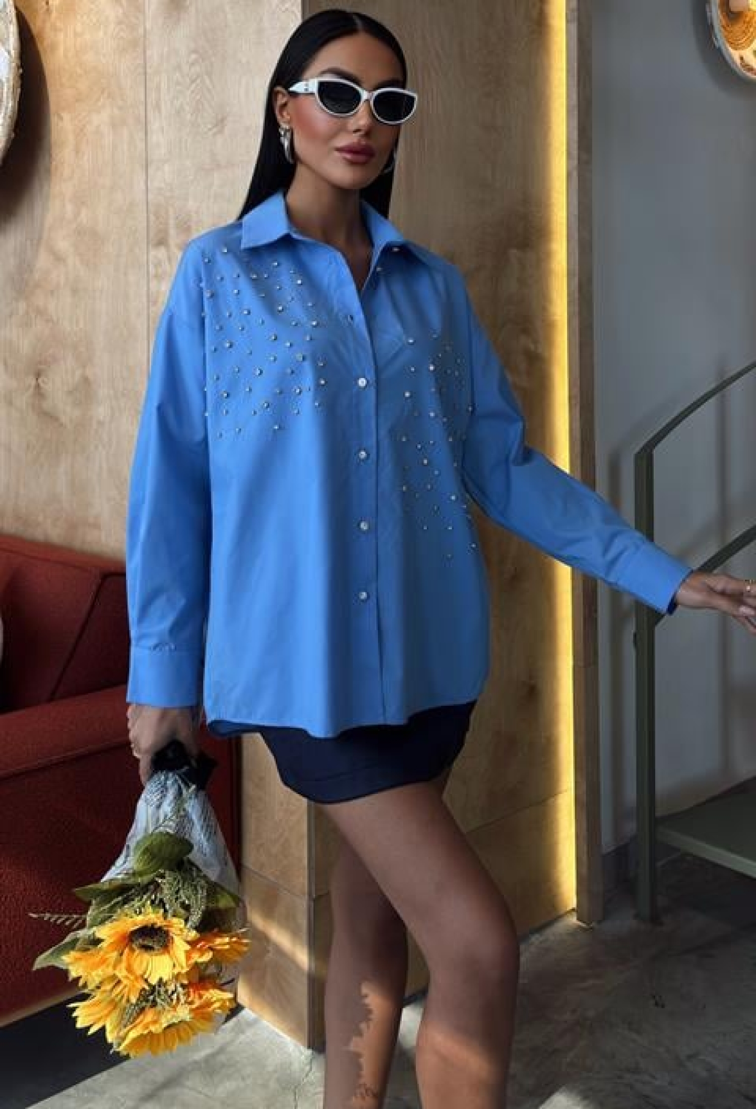 Crystal Stone Embellished Poplin Shirt - Brand: Sobe Istanbul - Women & Kids, Baby Clothes Wholesale - TheBS Women