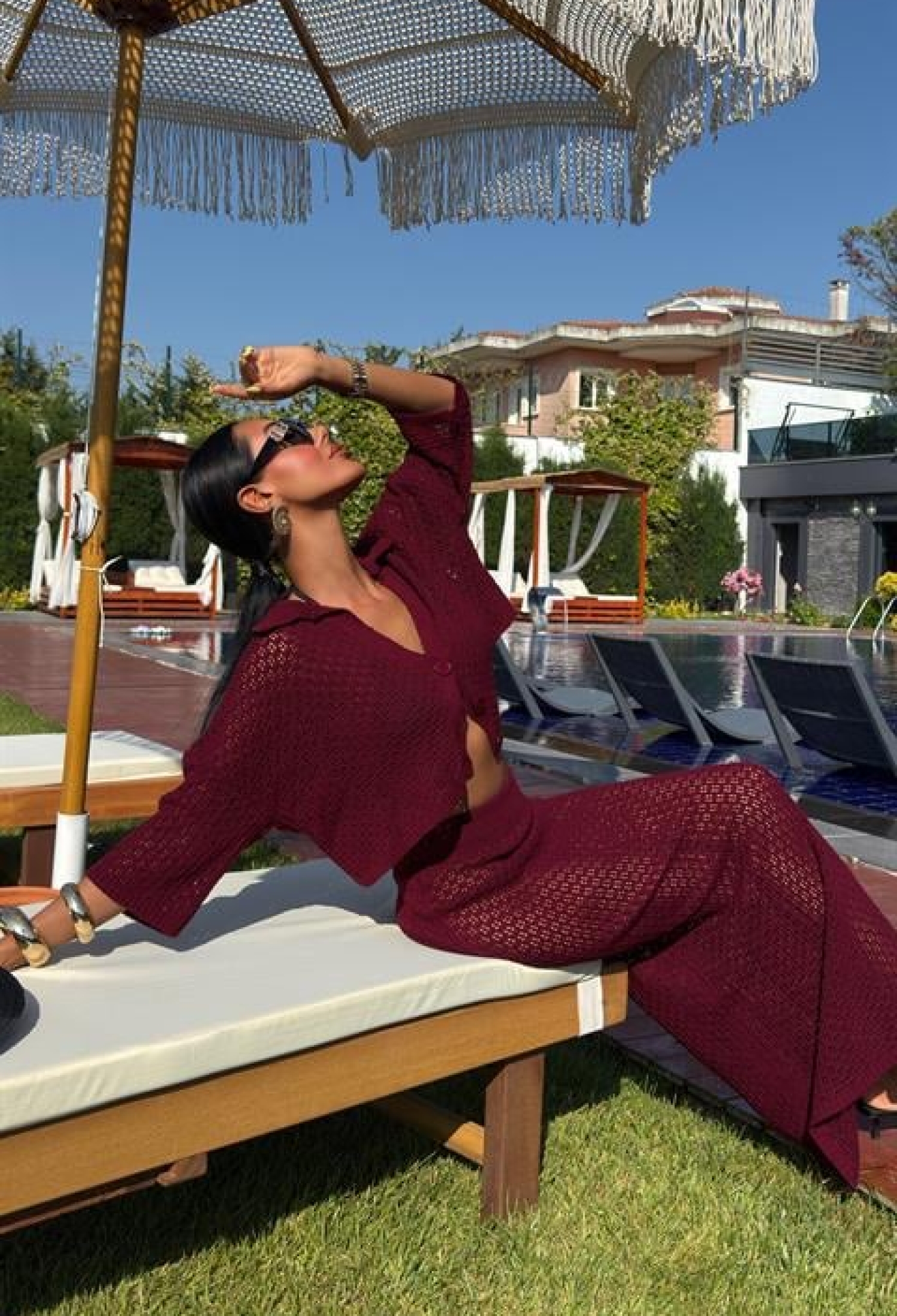 Jenny Openwork Skirt Set - Burgundy - Brand: Sobe Istanbul - Women & Kids, Baby Clothes Wholesale - TheBS Women