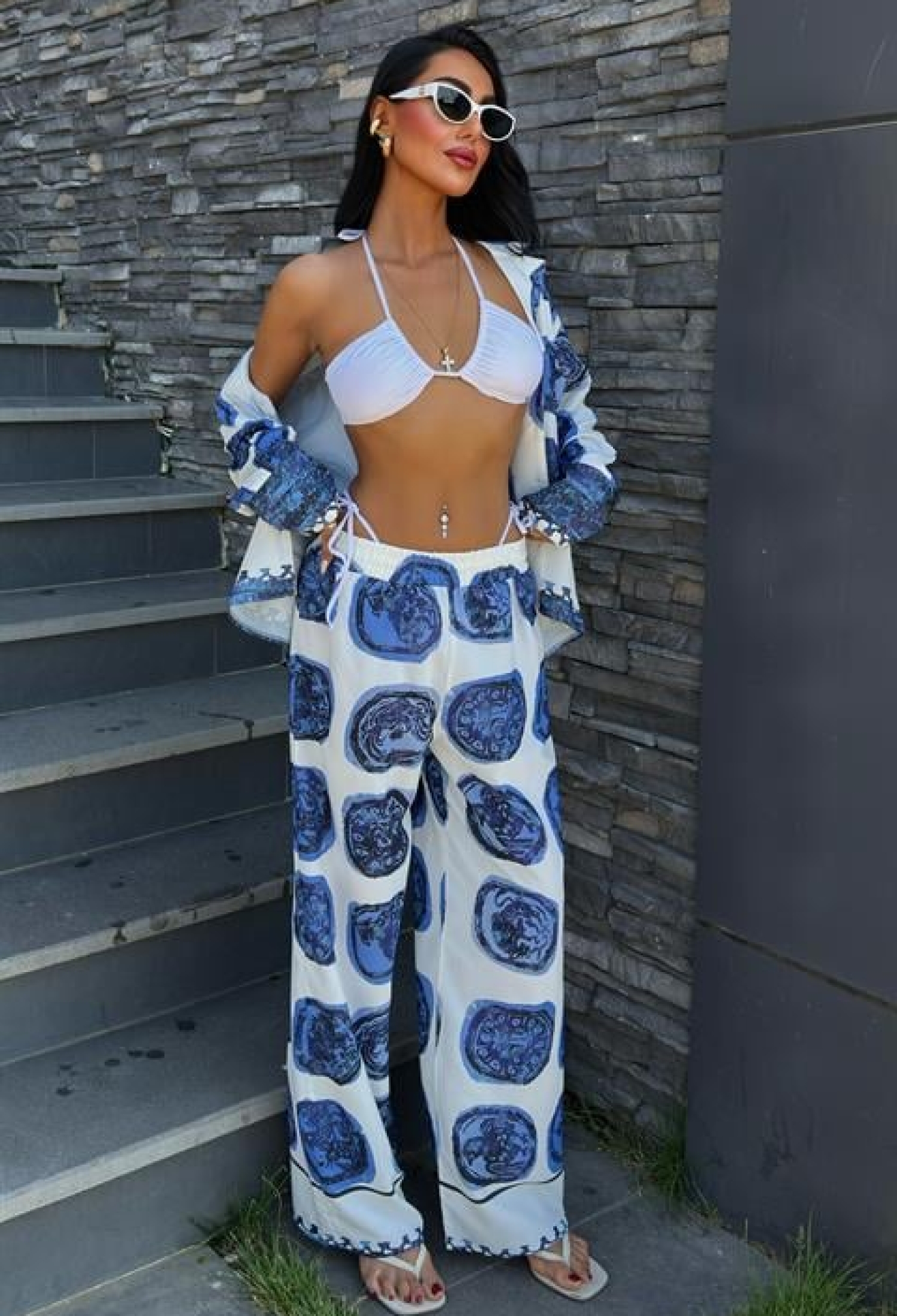 Patterned Satin Suit - Multicolor - Brand: Sobe Istanbul - Women & Kids, Baby Clothes Wholesale - TheBS Women