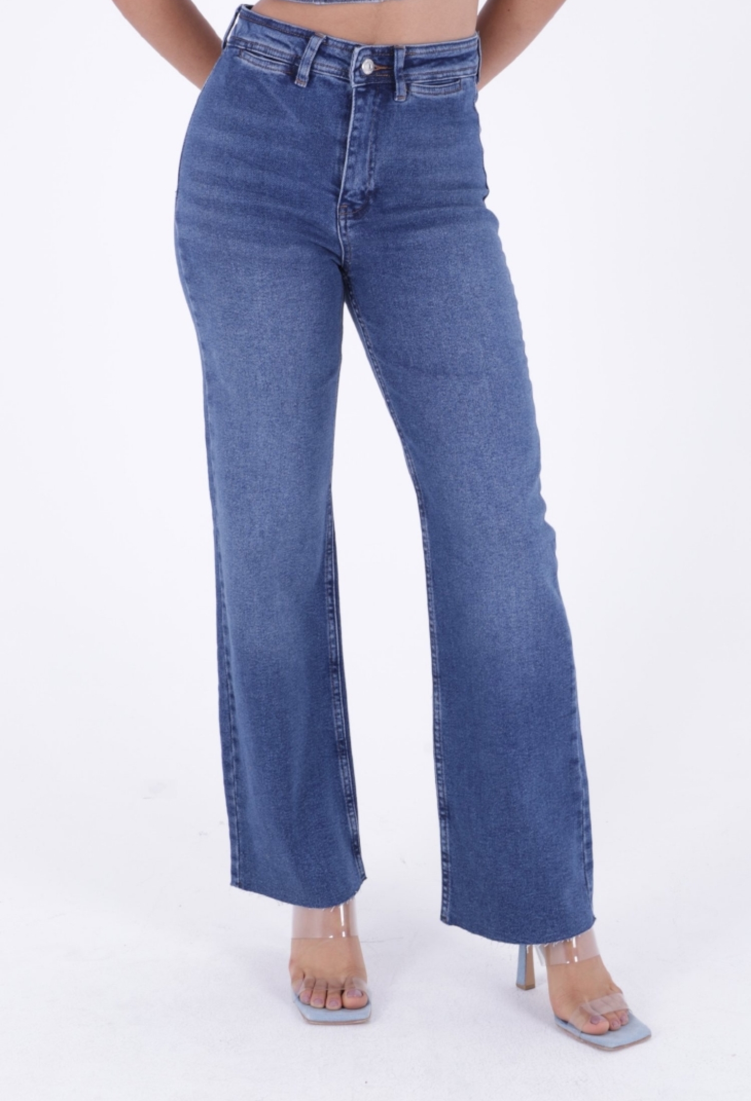 Decorative Pocket Detailed Wide Leg Palazzo Jeans - Brand: XLove - Women & Kids, Baby Clothes Wholesale - TheBS Women