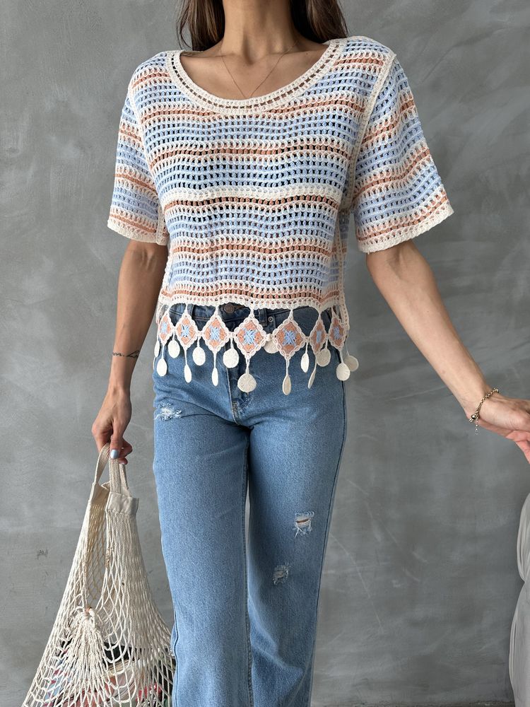 Net Blouse With Pompoms – Brand: Topshow – Women & Kids, Baby Clothes Wholesale – TheBS Women