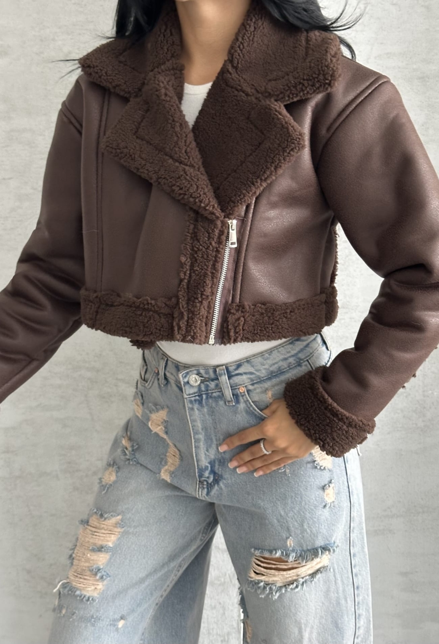 Aviator Jacket With Notched Collar - Brand: My Jest Fashion - Women & Kids, Baby Clothes Wholesale - TheBS Women