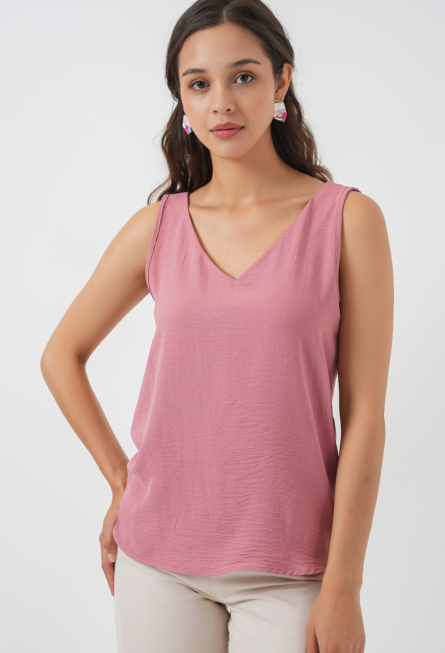 Pink Blouse With V-Neck & Cap Sleeves - Brand: Bigdart - Women & Kids, Baby Clothes Wholesale - TheBS Women