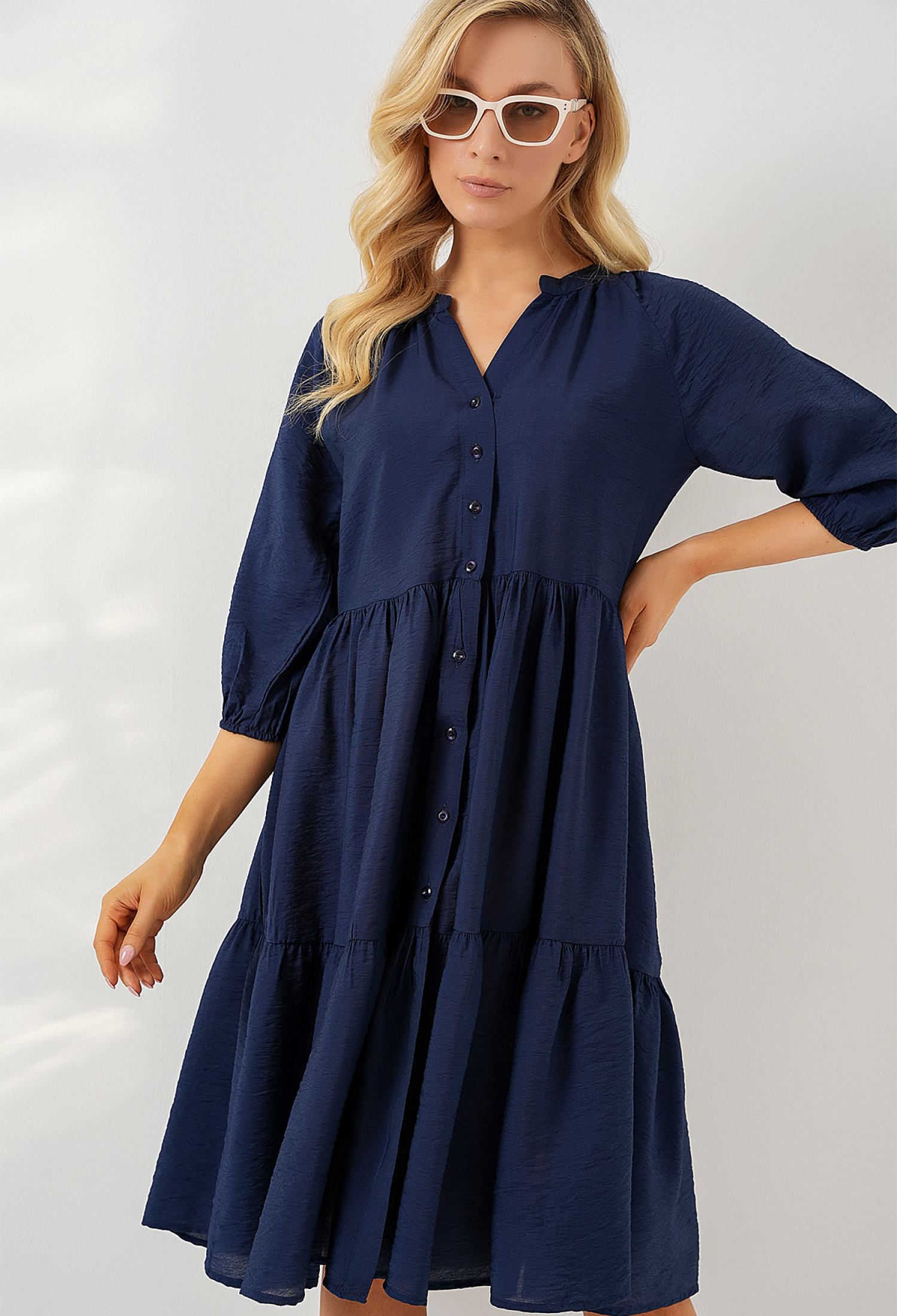 Shift Dress With V-Neck And 3/4 Sleeves - Brand: Bigdart - Women & Kids, Baby Clothes Wholesale - TheBS Women