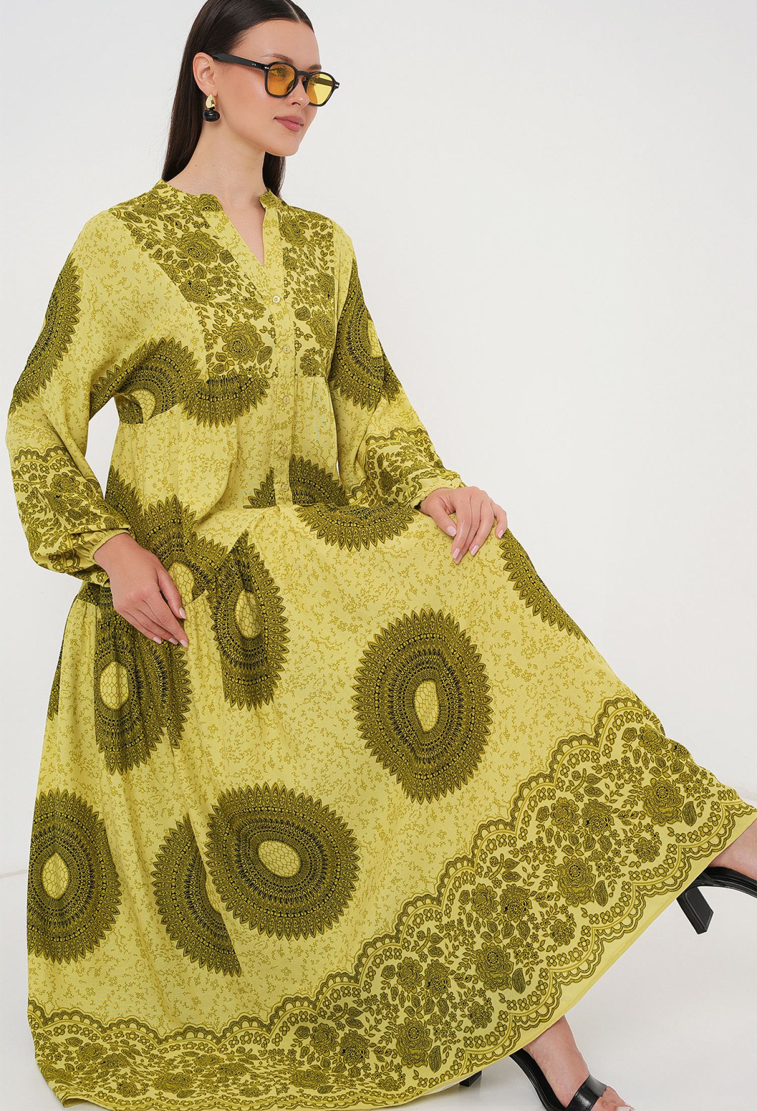 Yellow Ethnic Elegant A-Line Dress - Brand: Bigdart - Women & Kids, Baby Clothes Wholesale - TheBS Women
