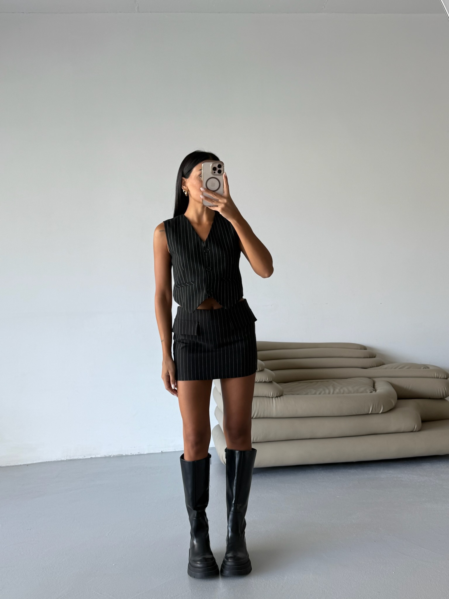 Striped Mini Skirt With Pockets - Brand: Black Fashion - Women & Kids, Baby Clothes Wholesale - TheBS Women