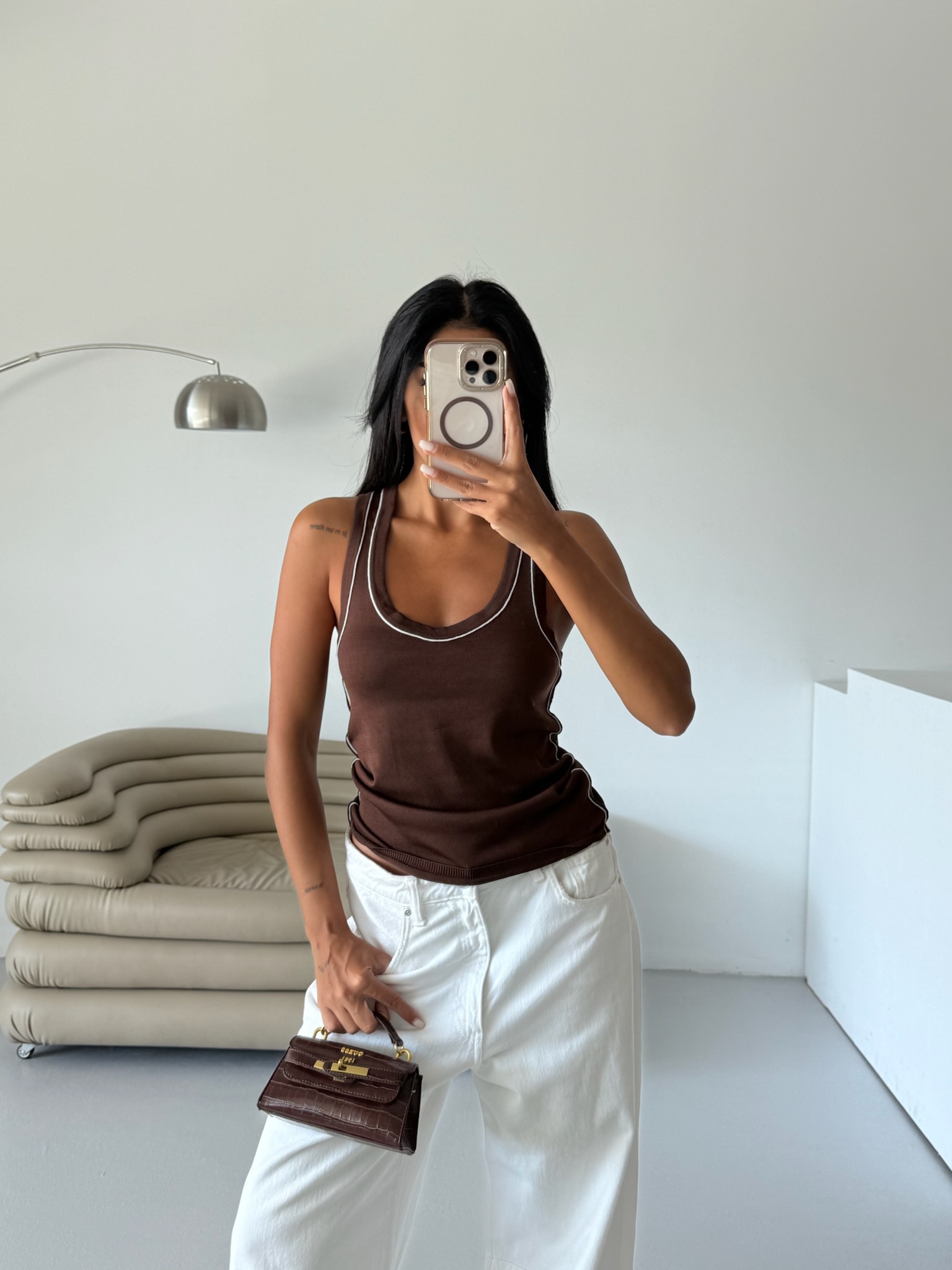 Biye Detail Halter Collar Blouse – Brown – Brand: Black Fashion – Women & Kids, Baby Clothes Wholesale – TheBS Women