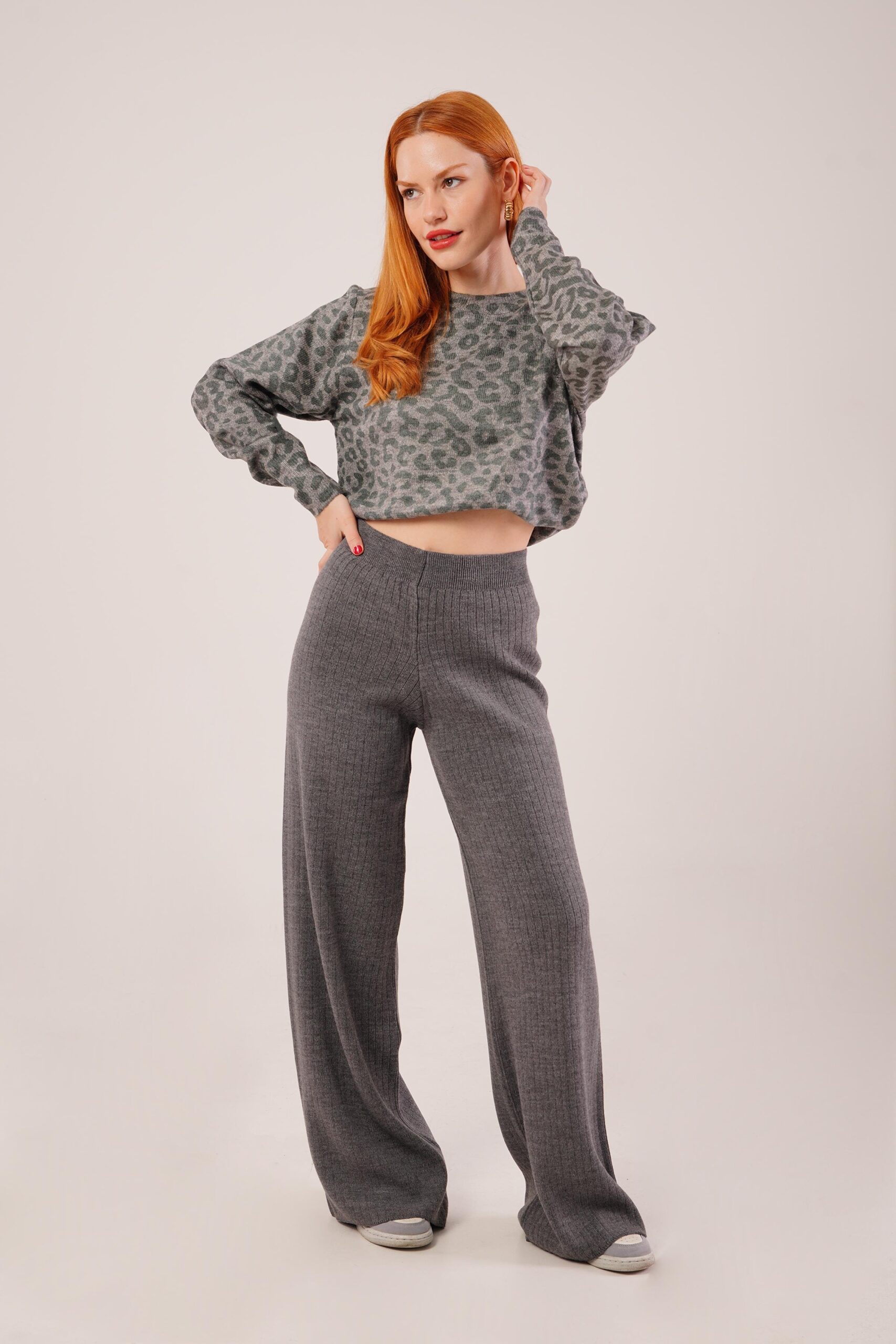 Grey Palazzo Pants With Wide Leg And Mid Waist - Brand: Lustrin - Women & Kids, Baby Clothes Wholesale - TheBS Women Grey Palazzo Pants With Wide Leg And Mid Waist - Brand: Lustrin - Women & Kids, Baby Clothes Wholesale - TheBS Women
