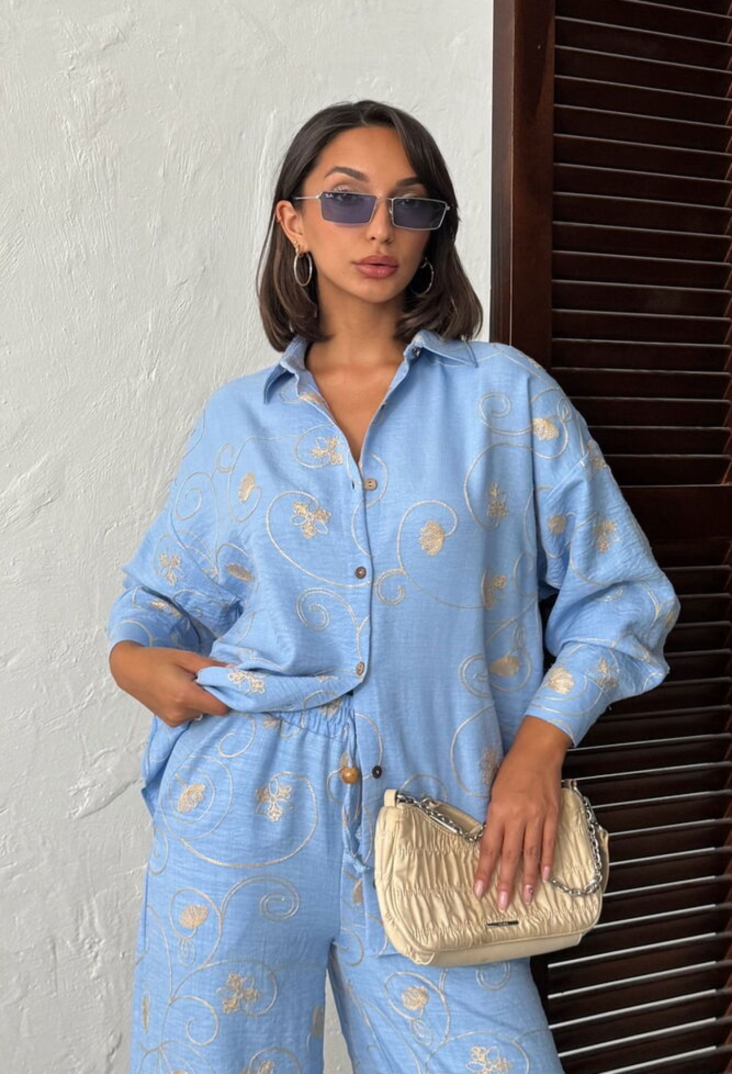 Floral Oversized Fit Shirt With Notched Neck - Brand: Topshow - Women & Kids, Baby Clothes Wholesale - TheBS Women