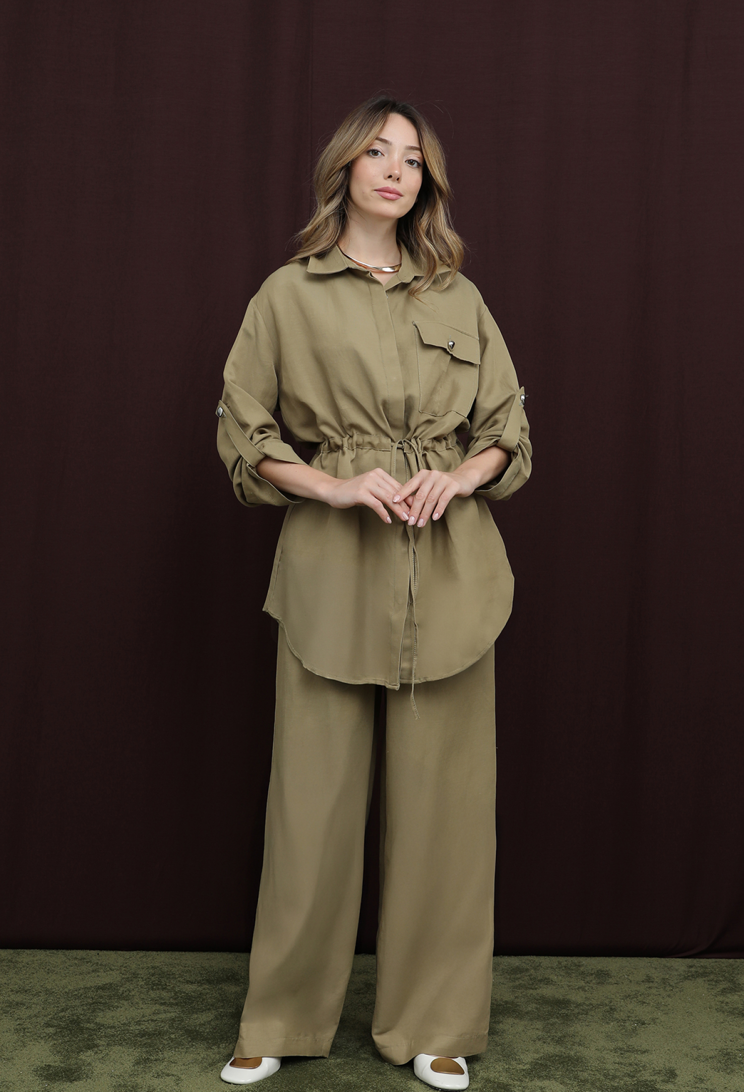 Khaki Modest Casual Elegant Set - Brand: Puane - Women & Kids, Baby Clothes Wholesale - TheBS Women