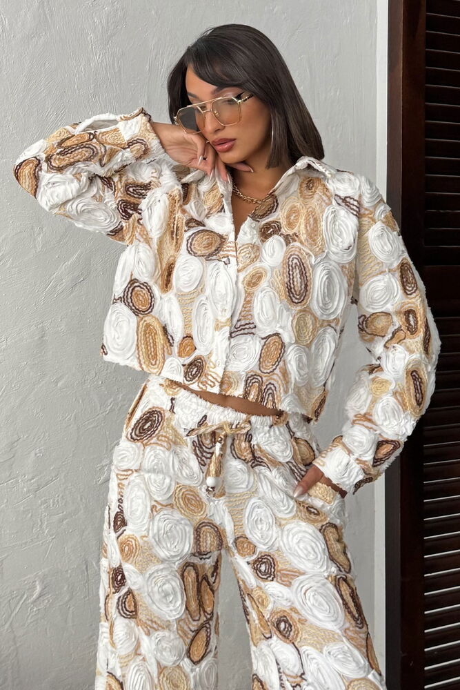 Beige Marble Casual Buttoned Shirt With Shawl Collar - Brand: Topshow - Women & Kids, Baby Clothes Wholesale - TheBS Women