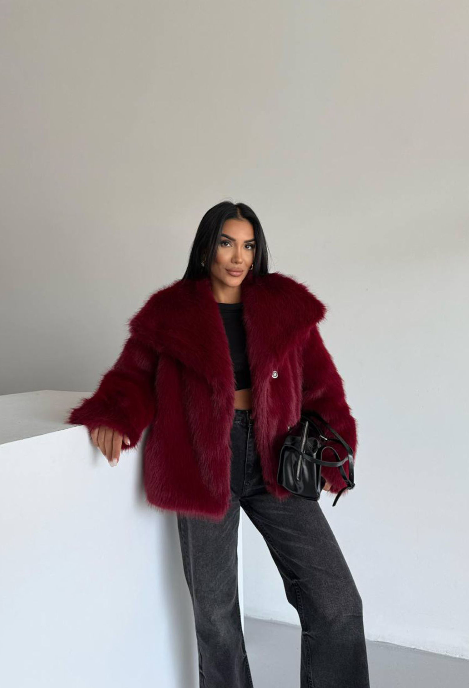 Fur Coat With Notched Collar - Brand: Mode Roy - Women & Kids, Baby Clothes Wholesale - TheBS Women