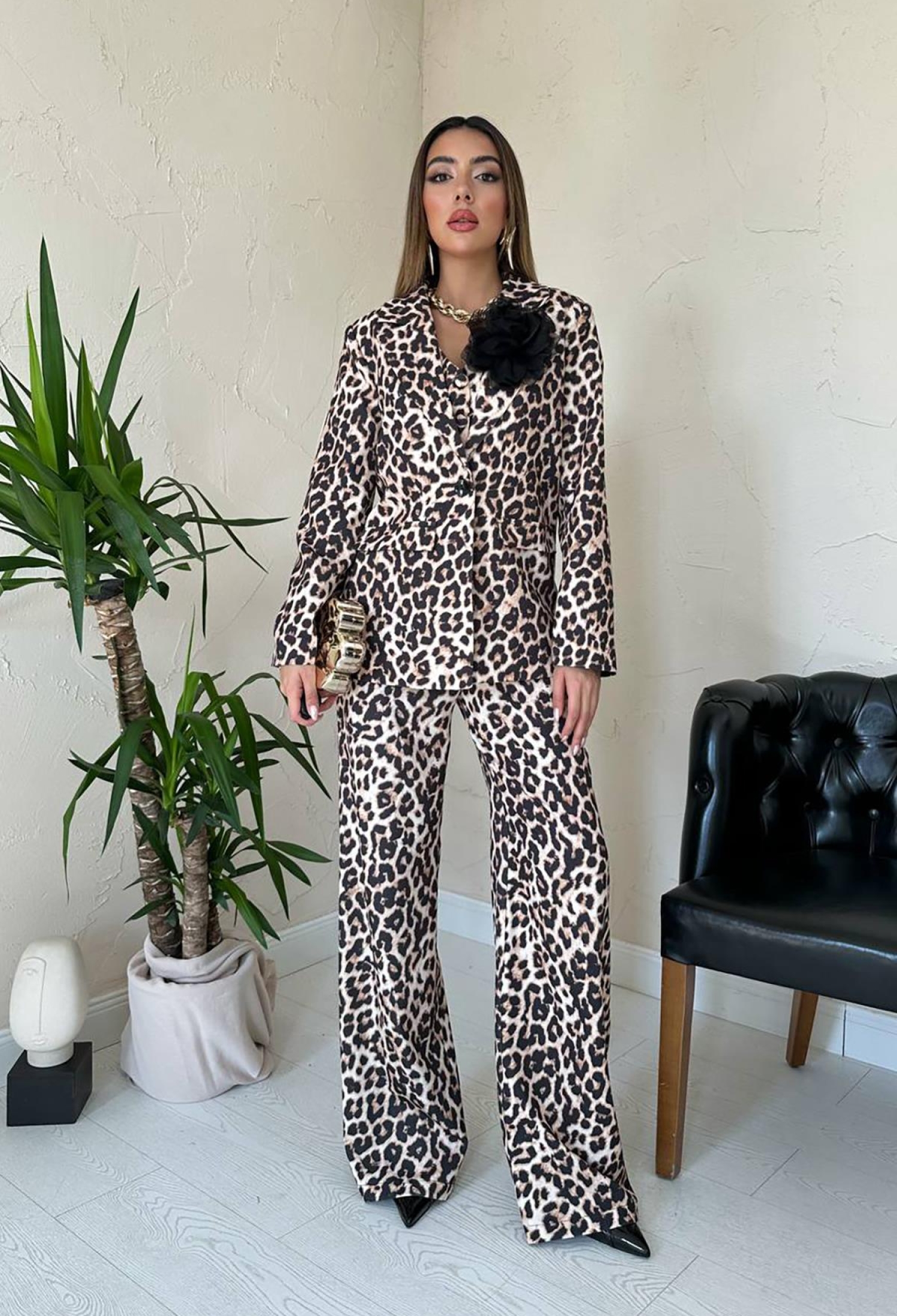 Beige Leopard Print Formal Set - Brand: Elisa - Women & Kids, Baby Clothes Wholesale - TheBS Women