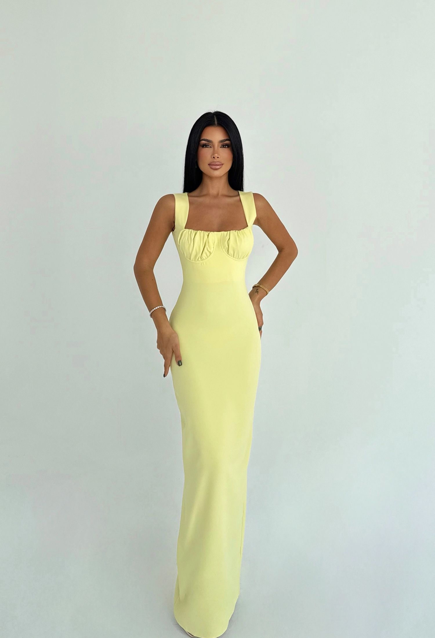 Elegant Sheath Dress With Square Neck - Brand: EYYO ATELIER - Women & Kids, Baby Clothes Wholesale - TheBS Women