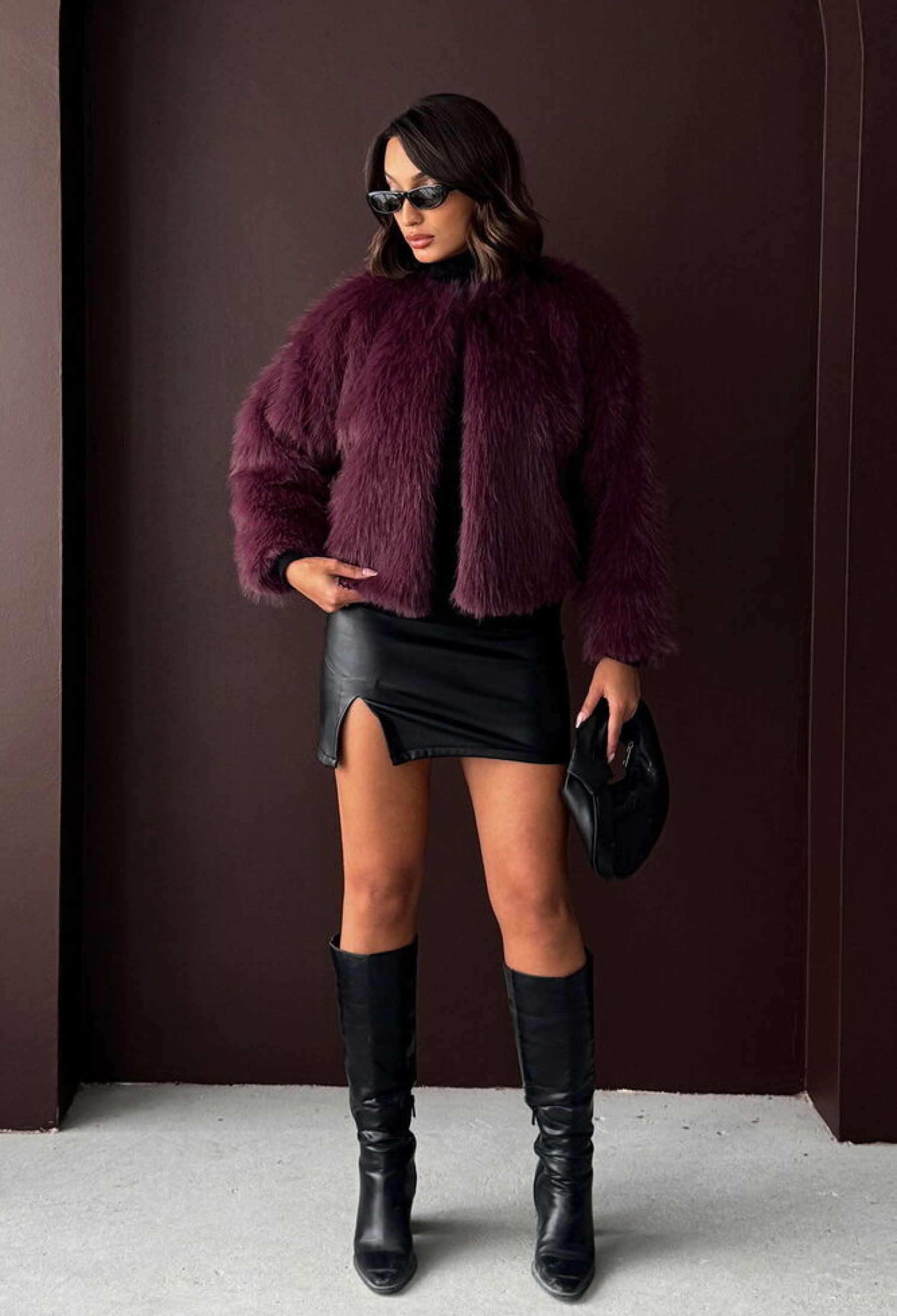 Claret Red Fur Jacket - Brand: Topshow - Women & Kids, Baby Clothes Wholesale - TheBS Women