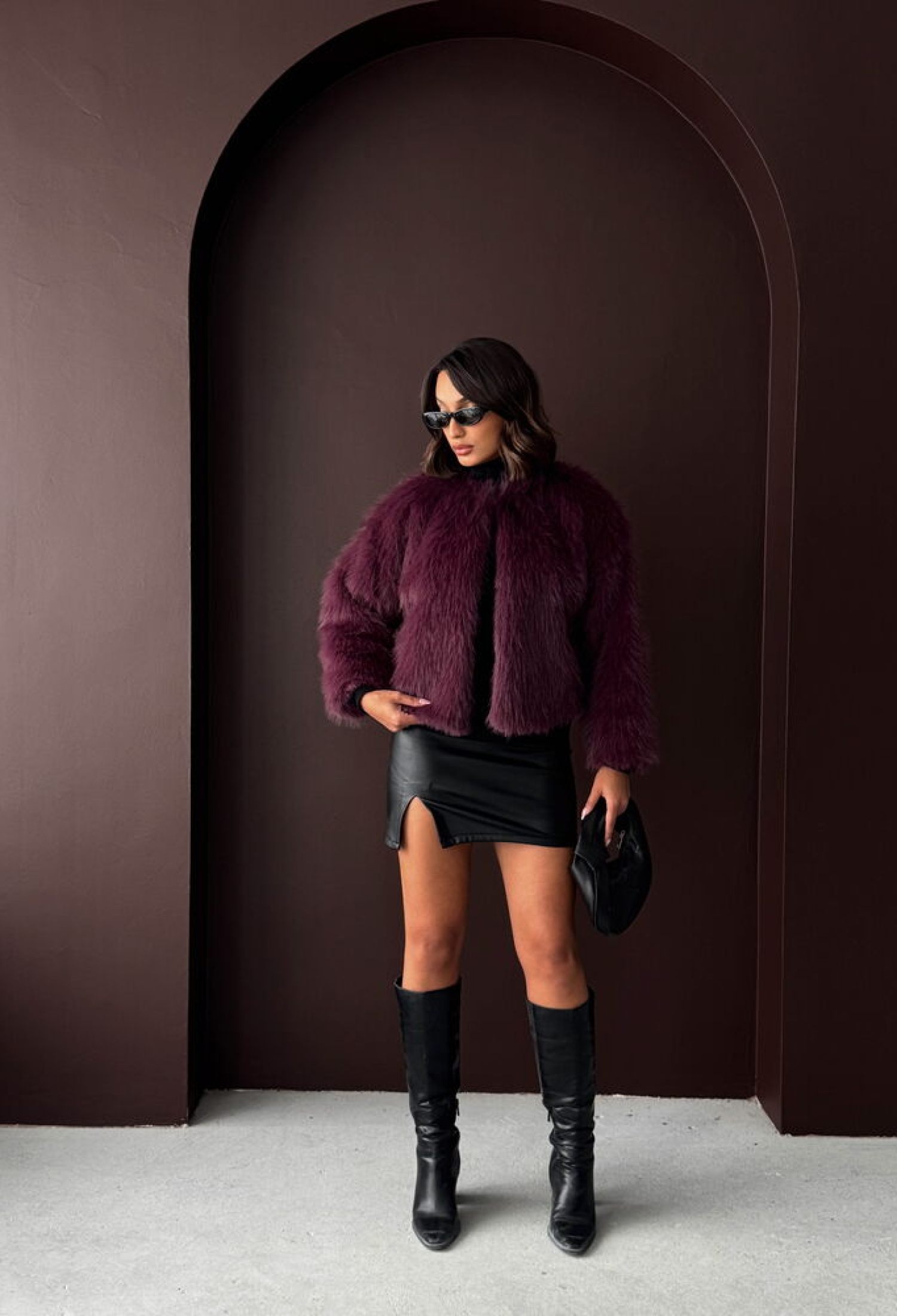 Claret Red Fur Jacket - Brand: Topshow - Women & Kids, Baby Clothes Wholesale - TheBS Women