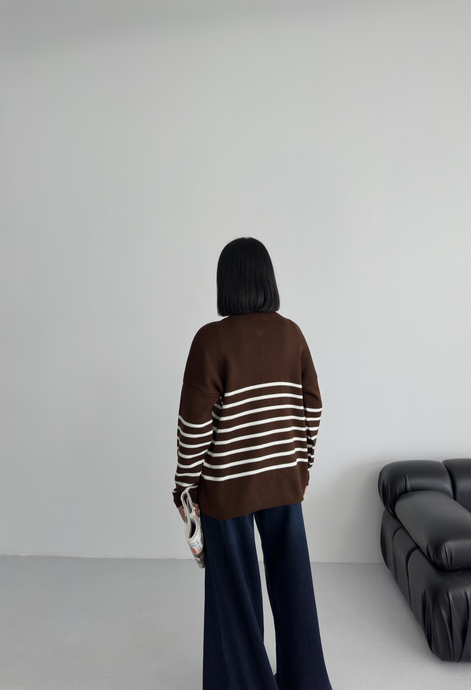 Oversized Fit Striped Sweater With High Neck - Brand: My Fashion - Women & Kids, Baby Clothes Wholesale - TheBS Women