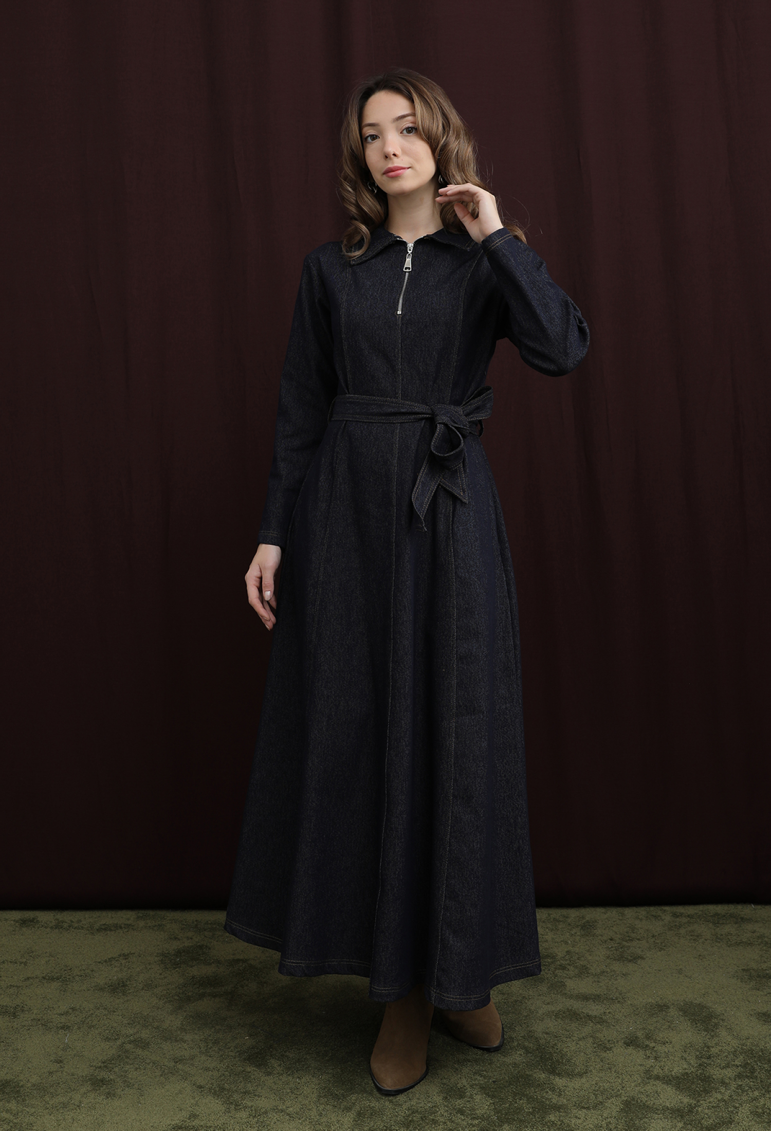 Black A-Line Maxi Dress With Notched Neck And Long Sleeves - Brand: SOUL - Women & Kids, Baby Clothes Wholesale - TheBS Women