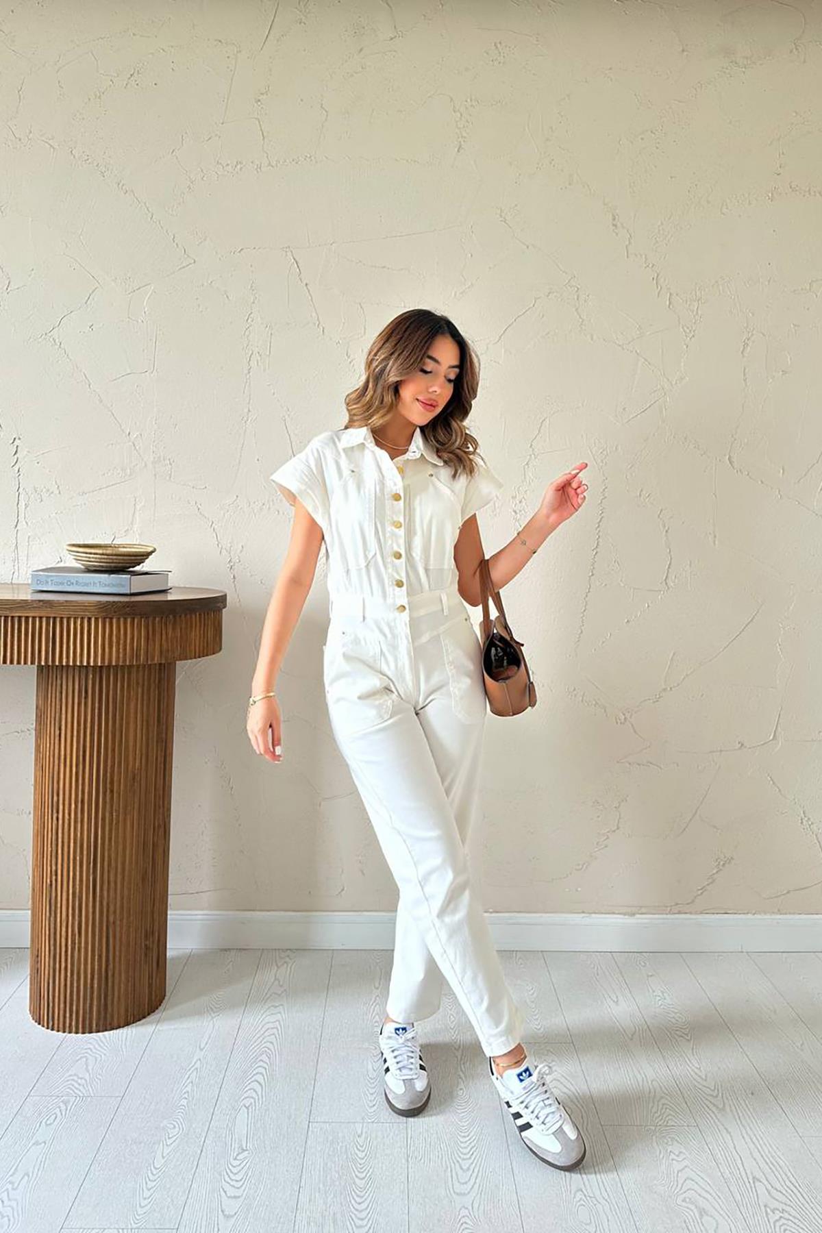 White Casual Streetwear Elegant Jumpsuit - Brand: Elisa - Women & Kids, Baby Clothes Wholesale - TheBS Women White Casual Streetwear Elegant Jumpsuit - Brand: Elisa - Women & Kids, Baby Clothes Wholesale - TheBS Women