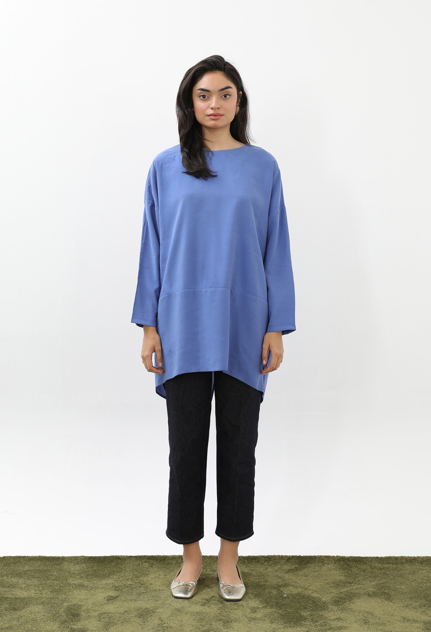 Blue Modest Plus Size Tunic With Round Neck - Brand: Puane - Women & Kids, Baby Clothes Wholesale - TheBS Women