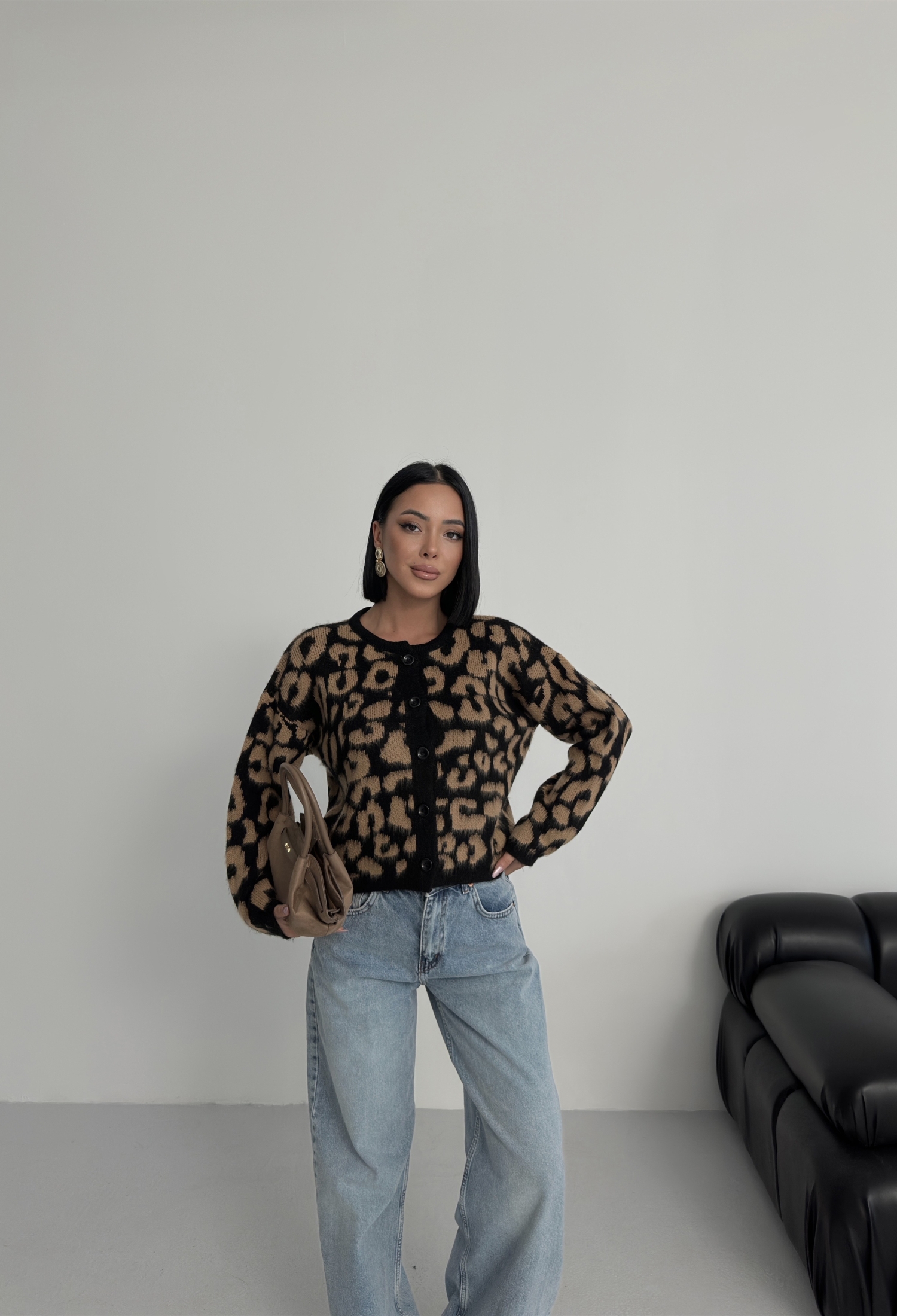 Black Animal Print Oversized Fit Cardigan - Brand: My Fashion - Women & Kids, Baby Clothes Wholesale - TheBS Women