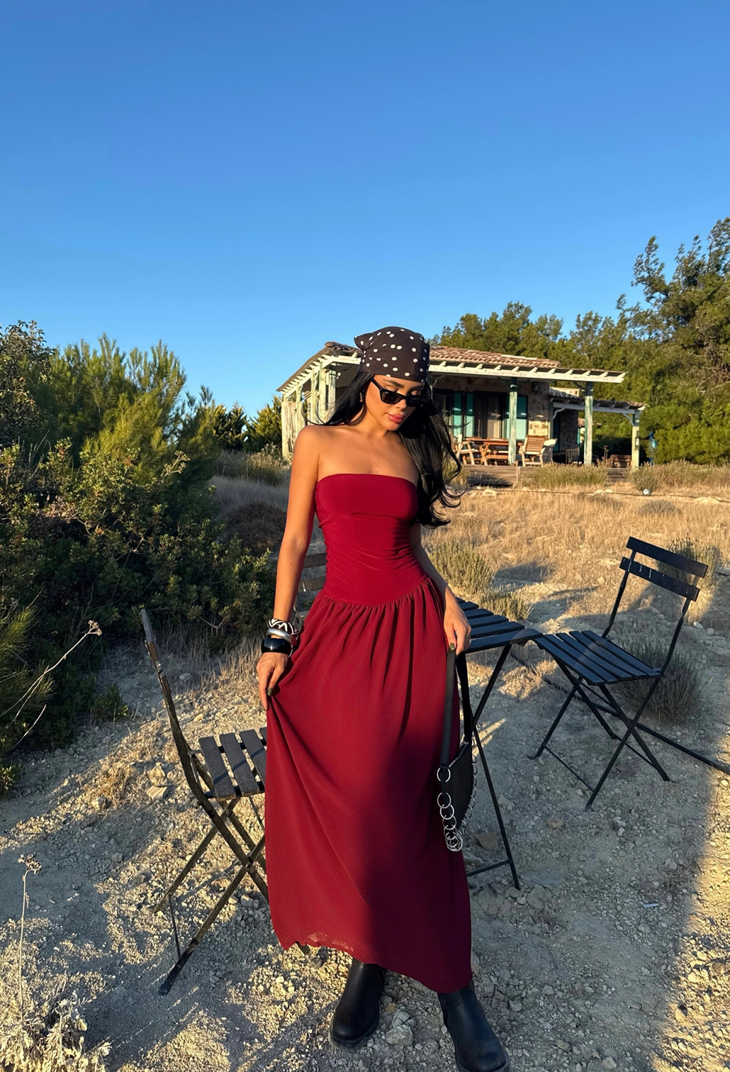 ClaretStrapless Bodycon Maxi Dress - Brand: EYYO ATELIER - Women & Kids, Baby Clothes Wholesale - TheBS Women